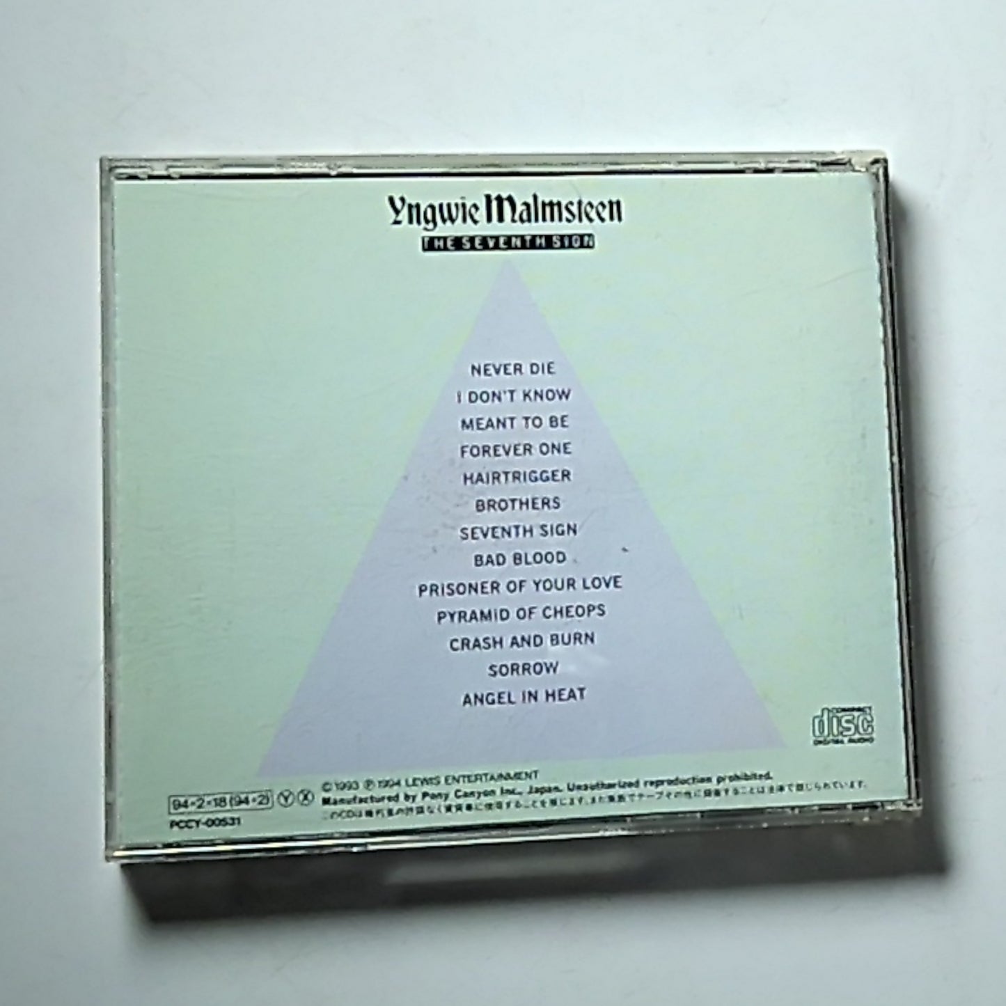 Yngwie Malmsteen – The Seventh Sign (CD, 1994) Japan Bonus Track PCCY-00531