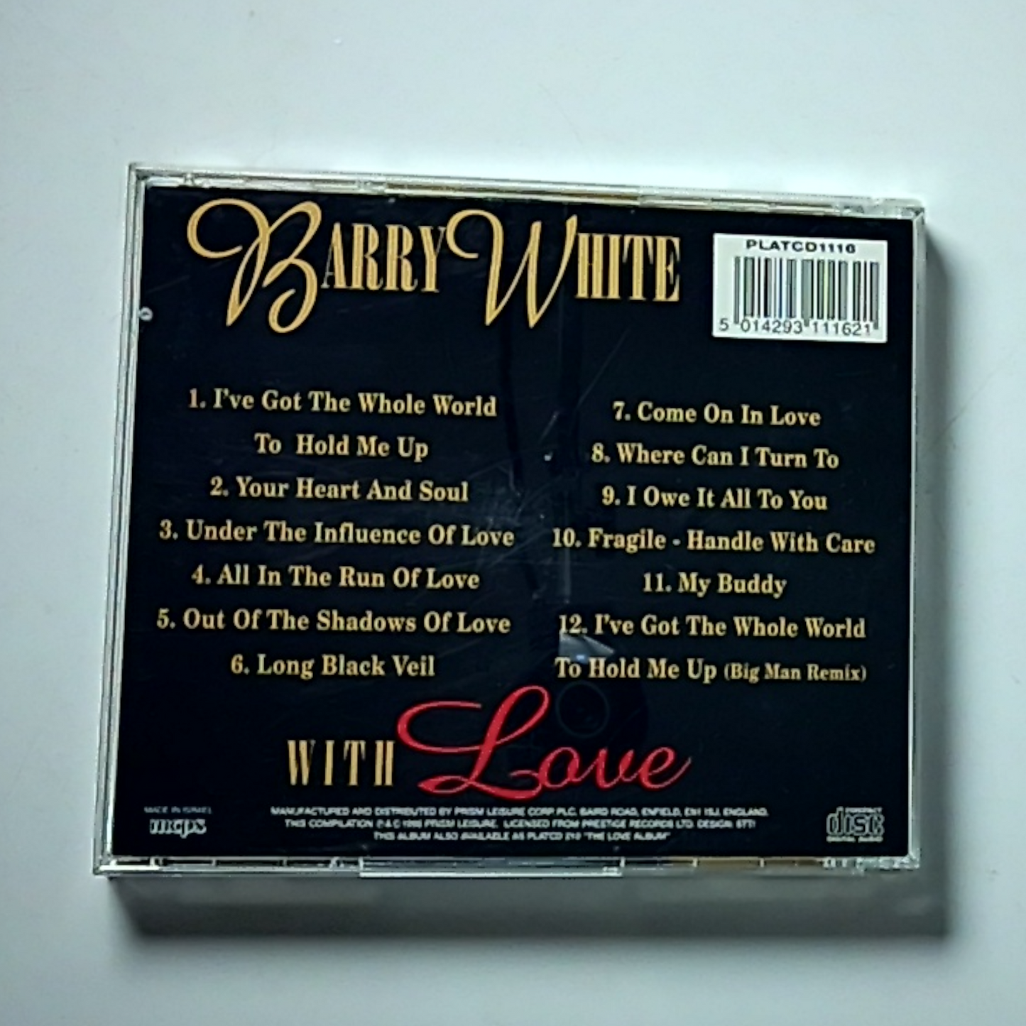 Barry White – With Love (CD, 1998) UK PLATCD 1116