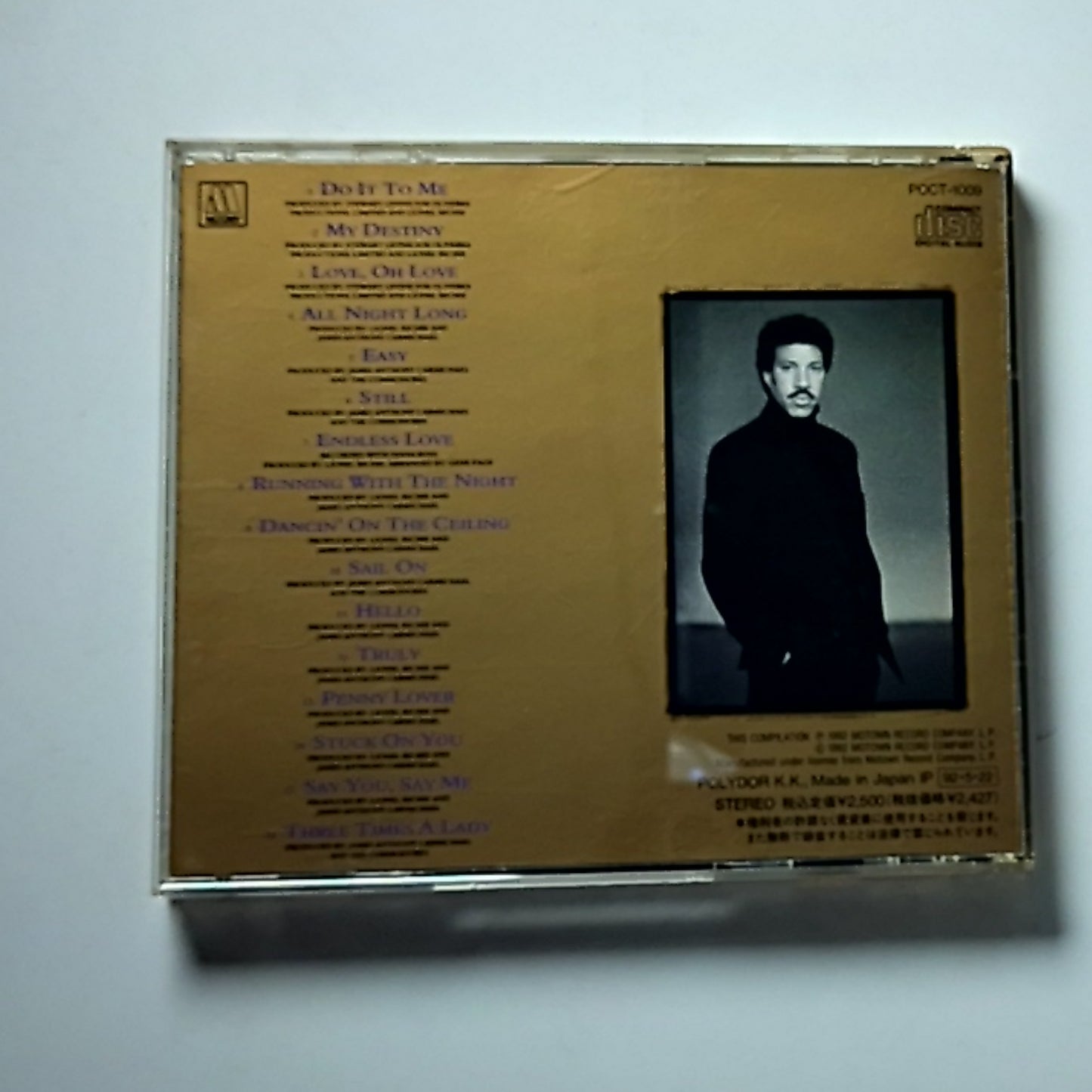 Lionel Richie – Back To Front (CD, 1992) Japan POCT-1009