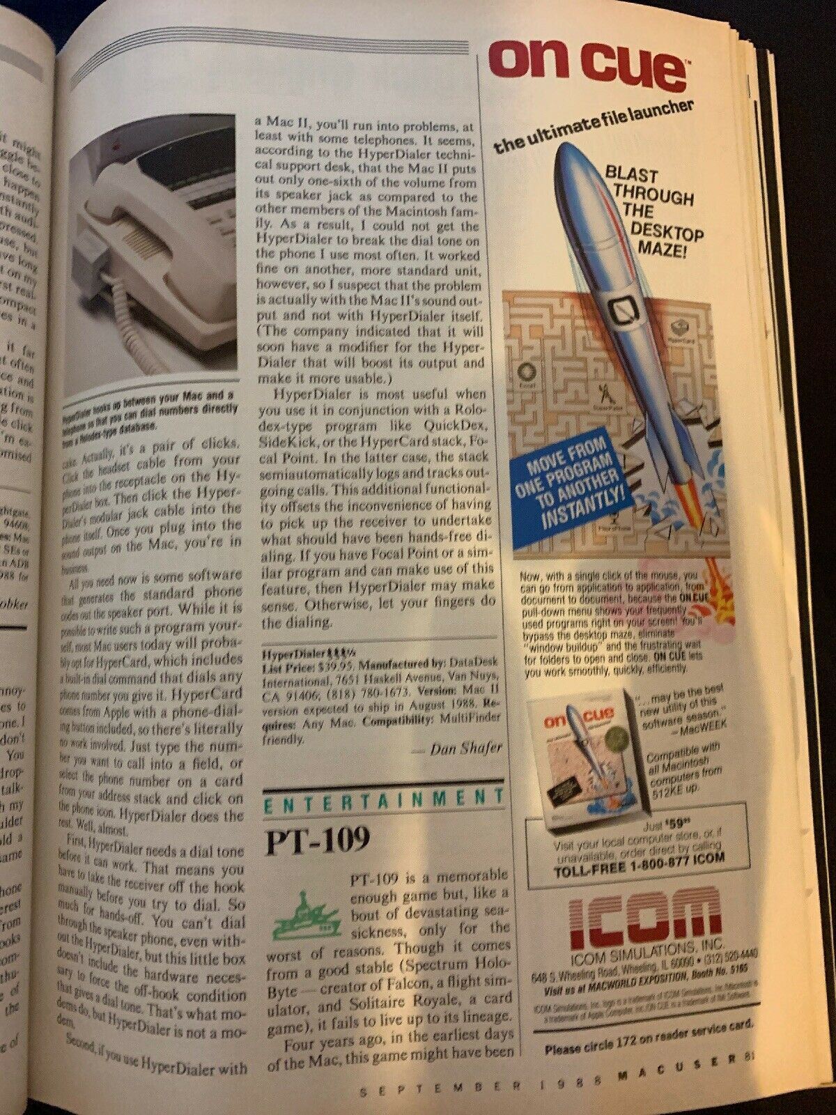 MacUser Magazine September 1988: Connectivity - Vintage Apple MAC Magazine