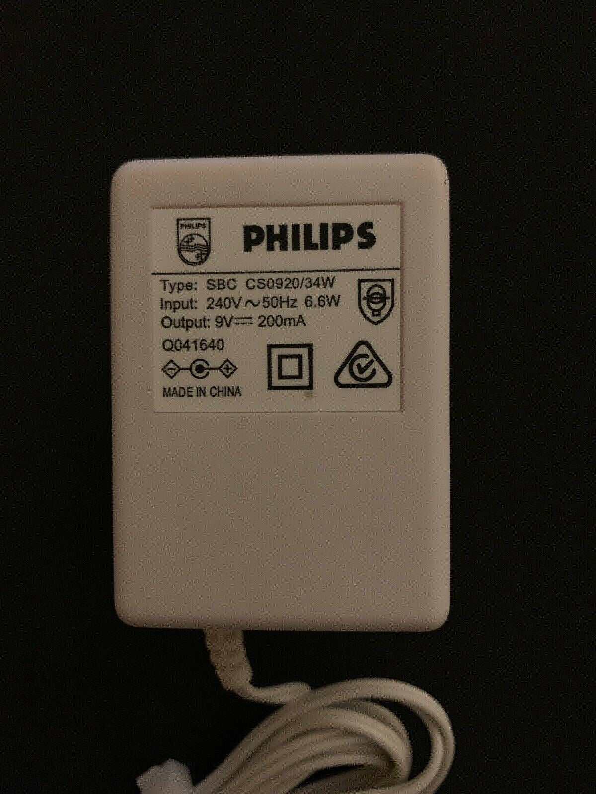 Genuine Philips SBC CS0920/34W AC Adapter 9V  200mA