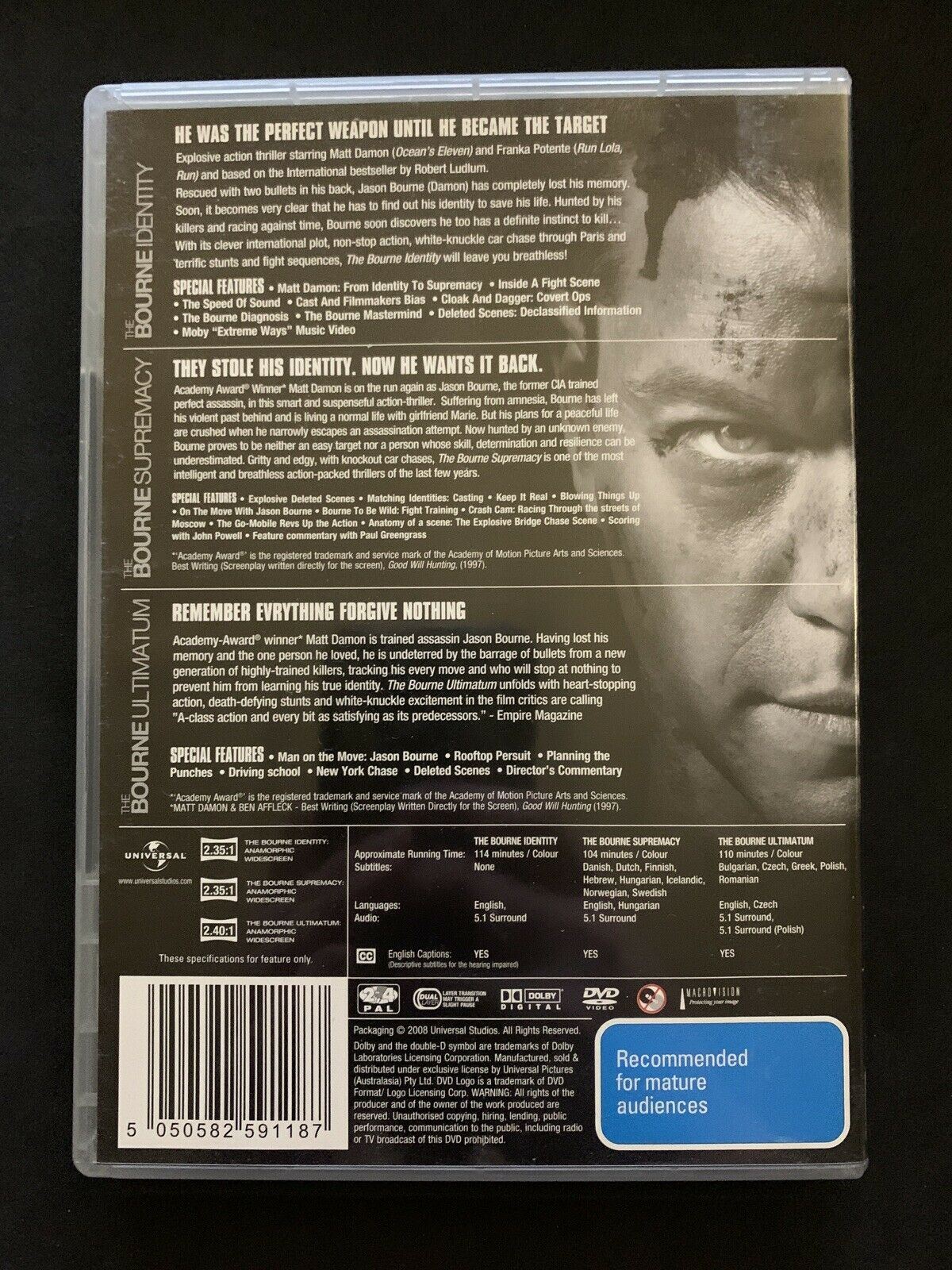 The Bourne Identity / The Bourne Supremacy / The Bourne Ultimatum (DVD, 2008)