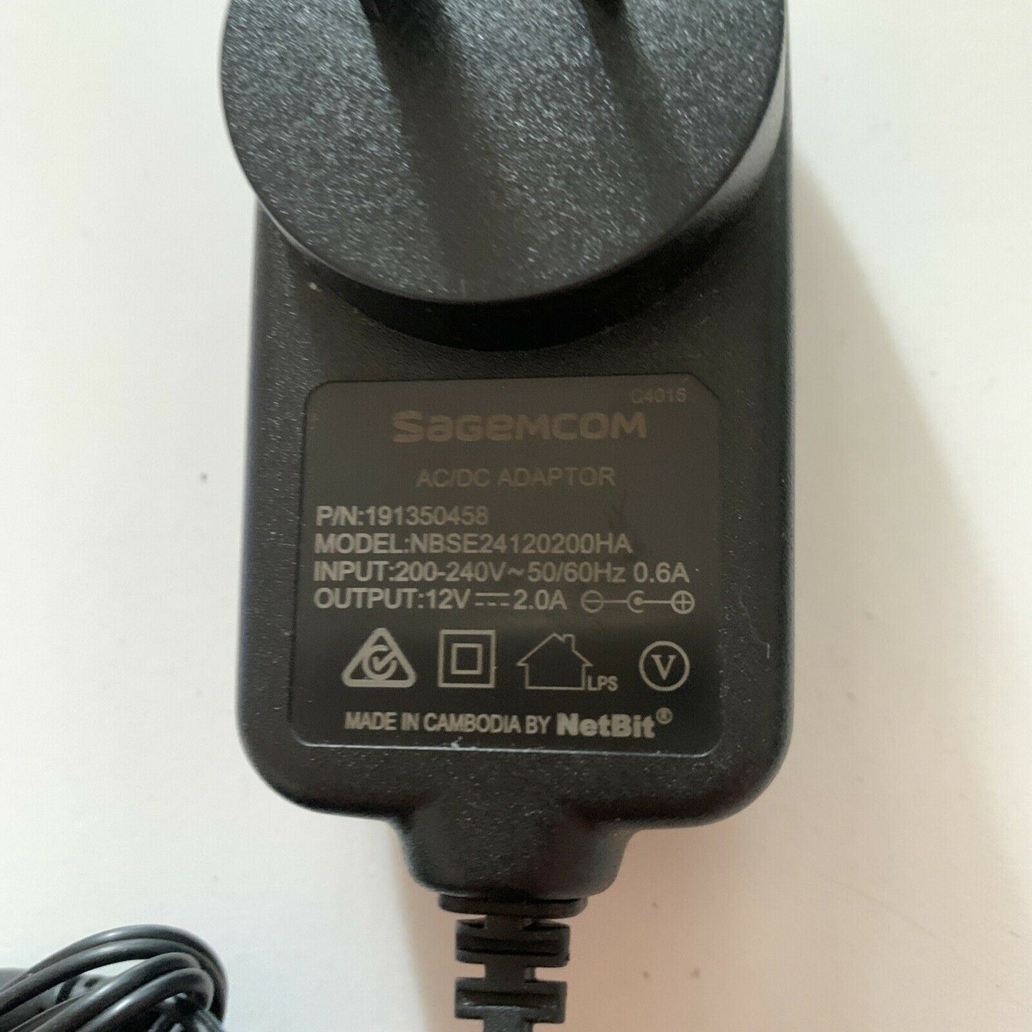 Sagemcom NBSE24120200HA AC/DC Adaptor 12V 2A Power Supply