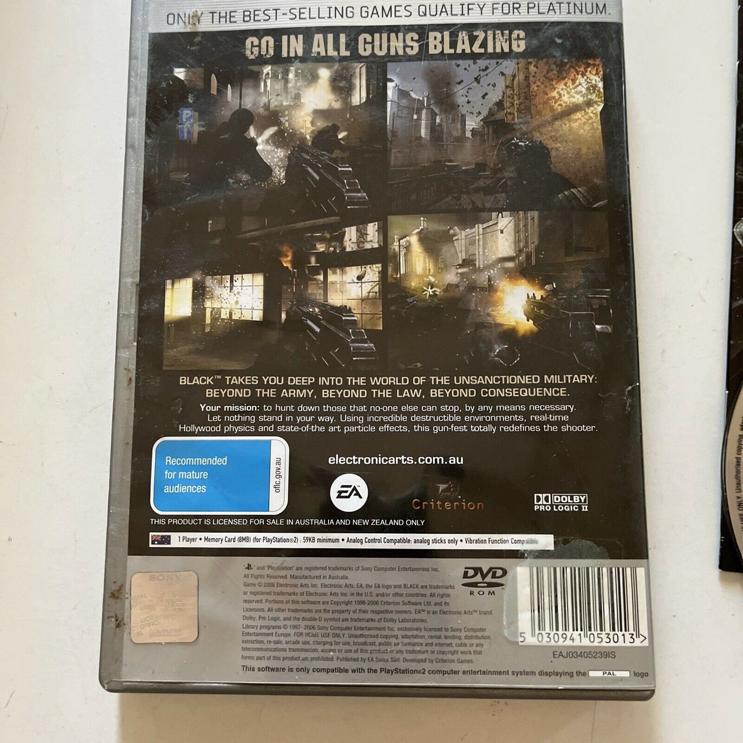 Black - PS2 (Platinum) Game PAL with  Manual