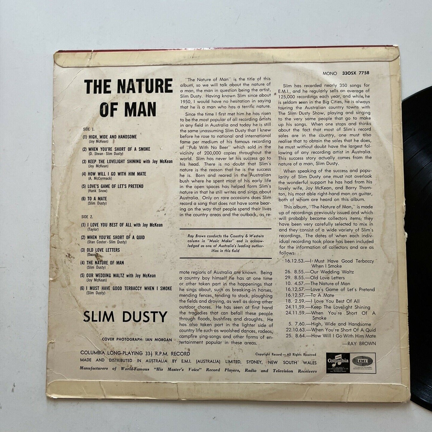 Slim Dusty - The Nature Of Man (Vinyl, 1966)
