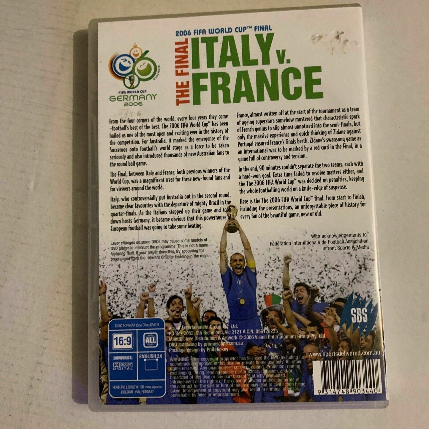 FIFA World Cup Final 2006 - Italy Vs France (DVD, 2006) SBS