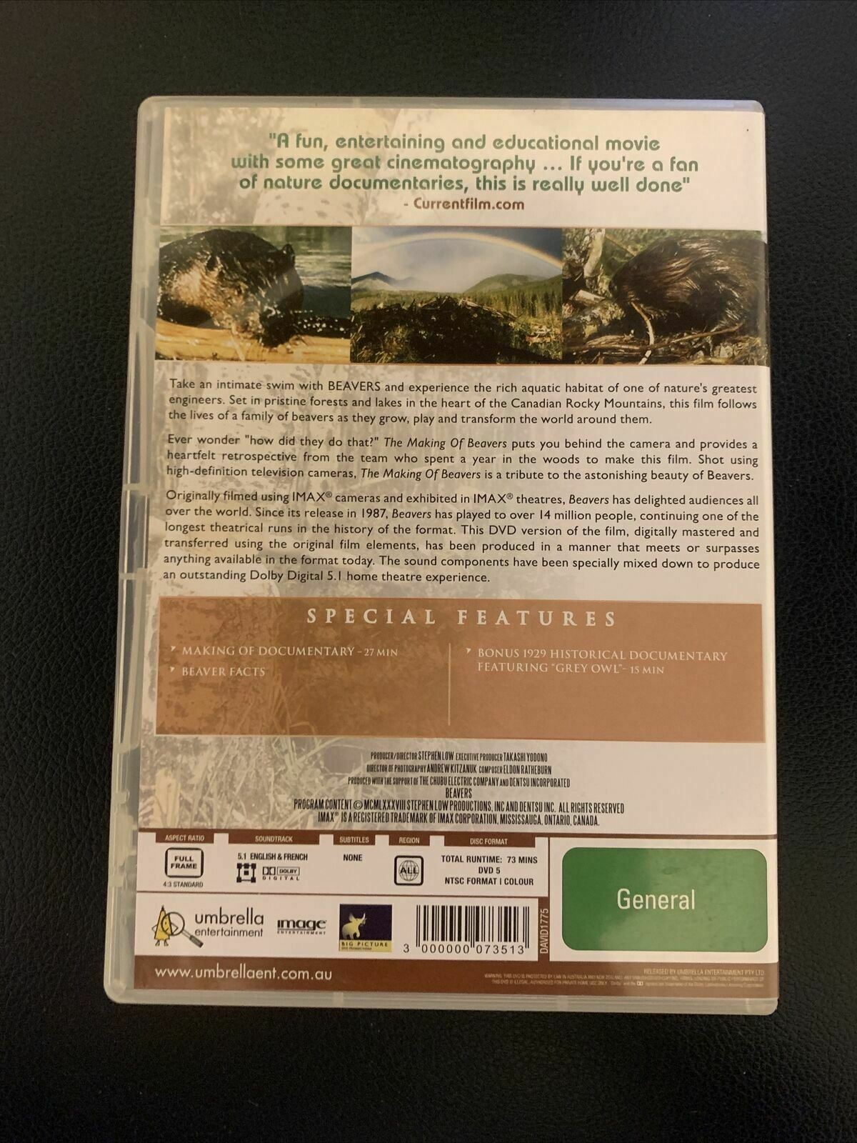 Beavers (DVD, 1988) Made for IMAX Cinema. Rare. Region Free