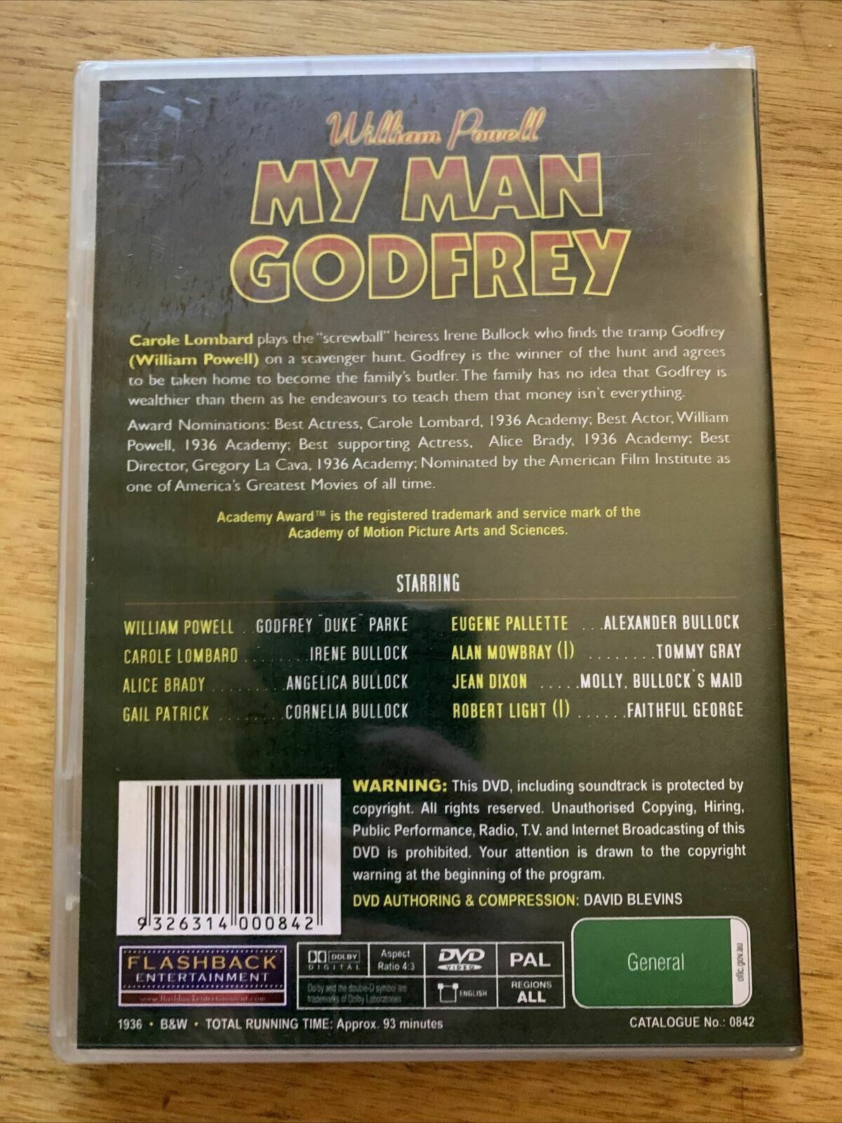 *New Sealed* My Man Godfrey (DVD, 1936)  William Powell, Carole Lombard