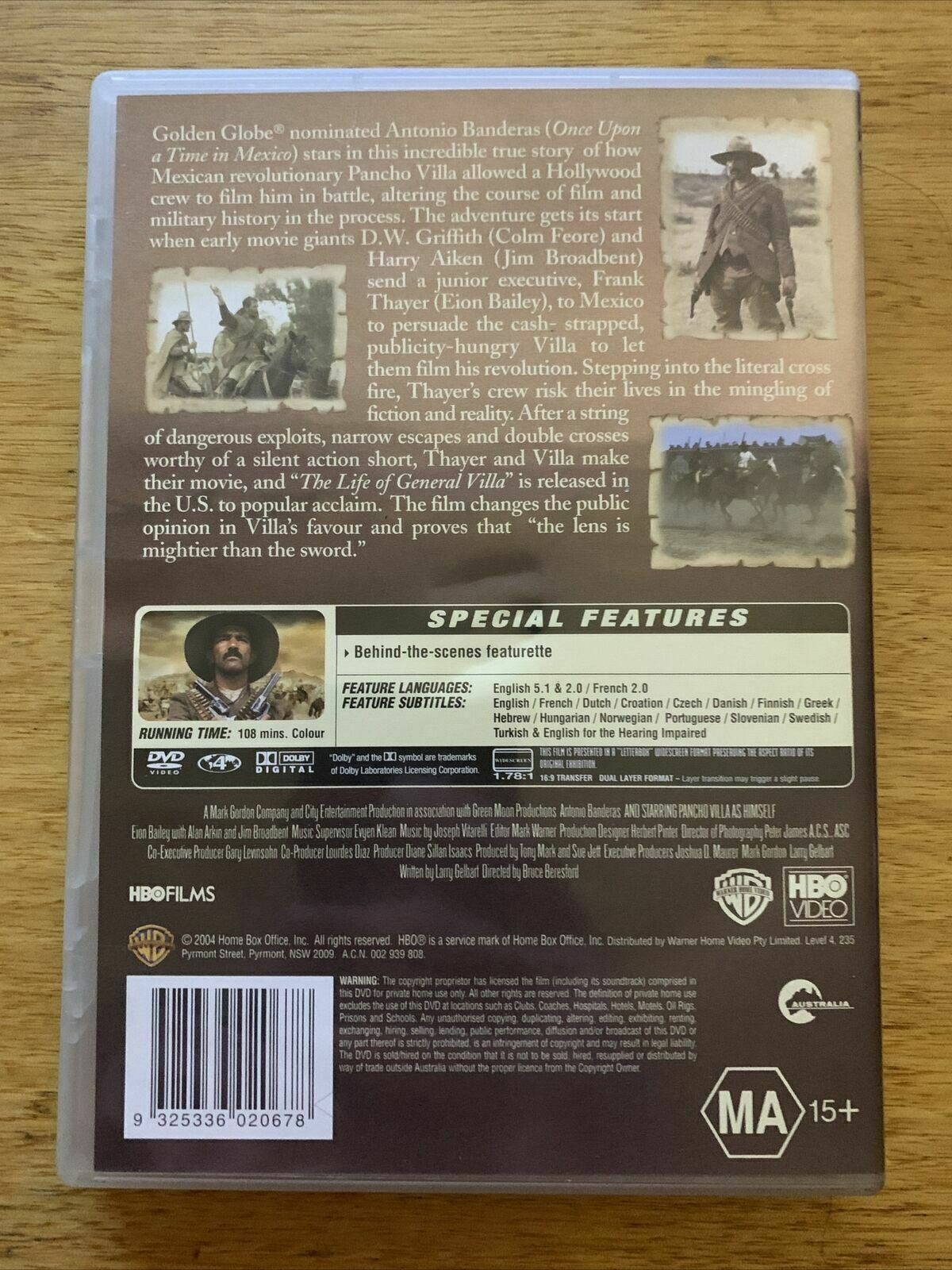 And Starring Pancho Villa Himself (DVD, 2003) Antonio Banderas Region 2&4