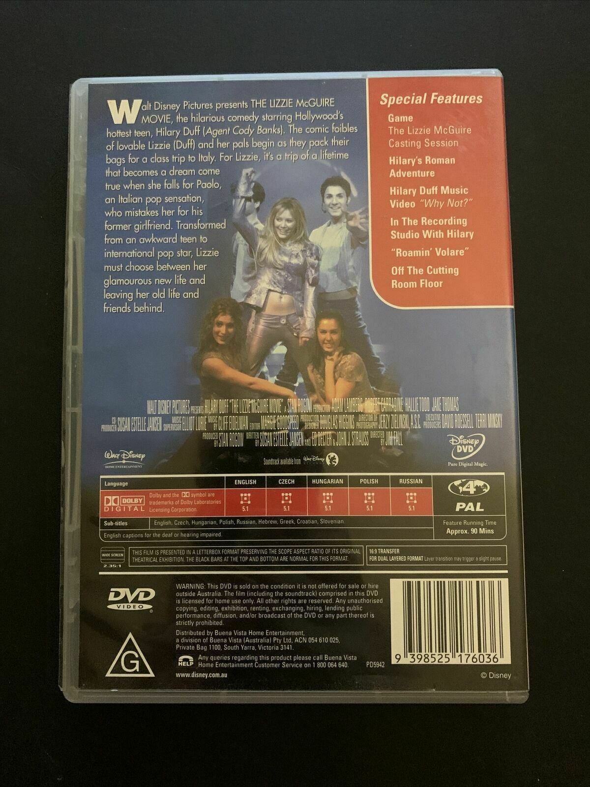 The Lizzie McGuire Movie (DVD, 2004) Hilary Duff. Region 4,2