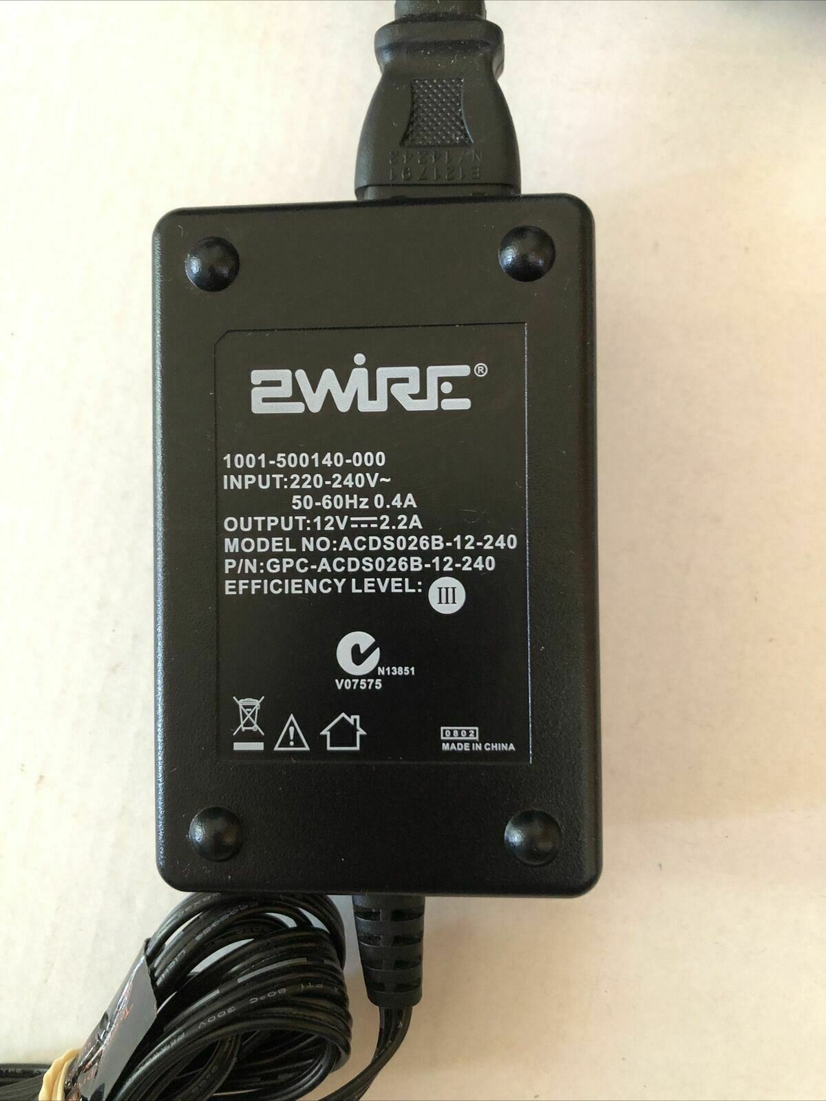 Genuine Awire ACDS026B-12-240 Power Supply 12V 2.2A AC Adapter