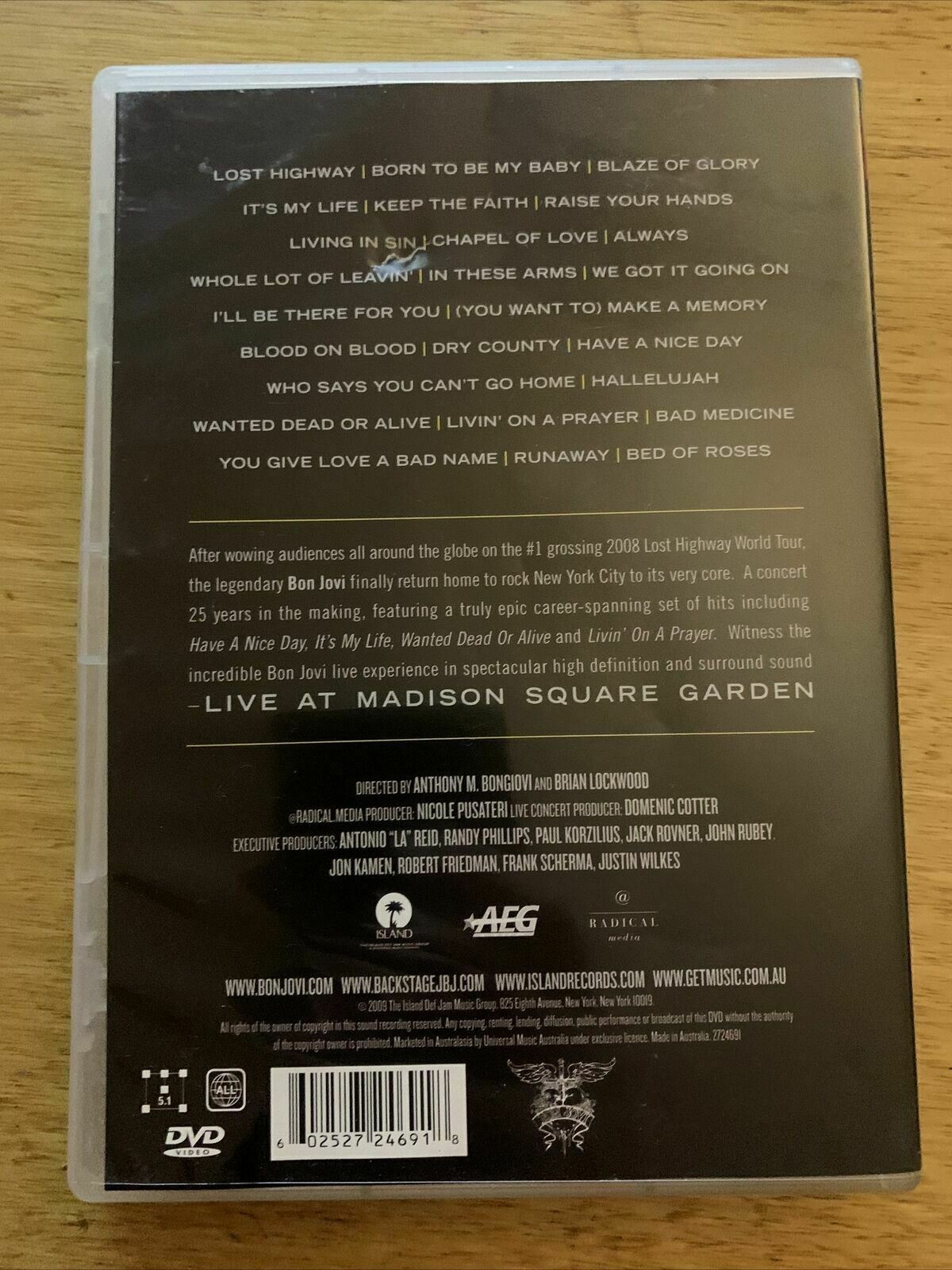 Bon Jovi - Live at Madison Square Garden (DVD, 2009) All Regions