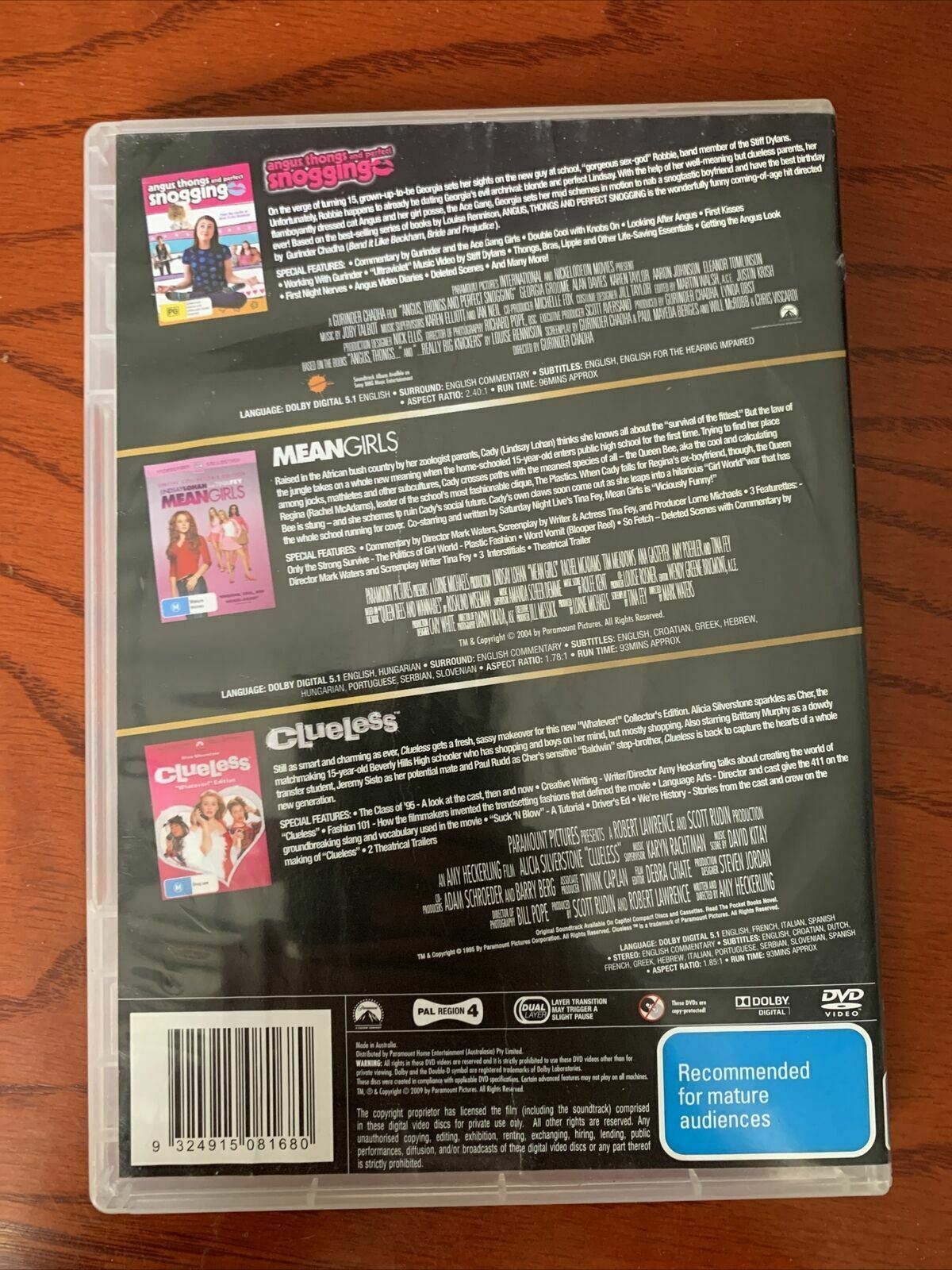 Angus, Thongs And Perfect Snogging / Mean Girls / Clueless (DVD) Region 4