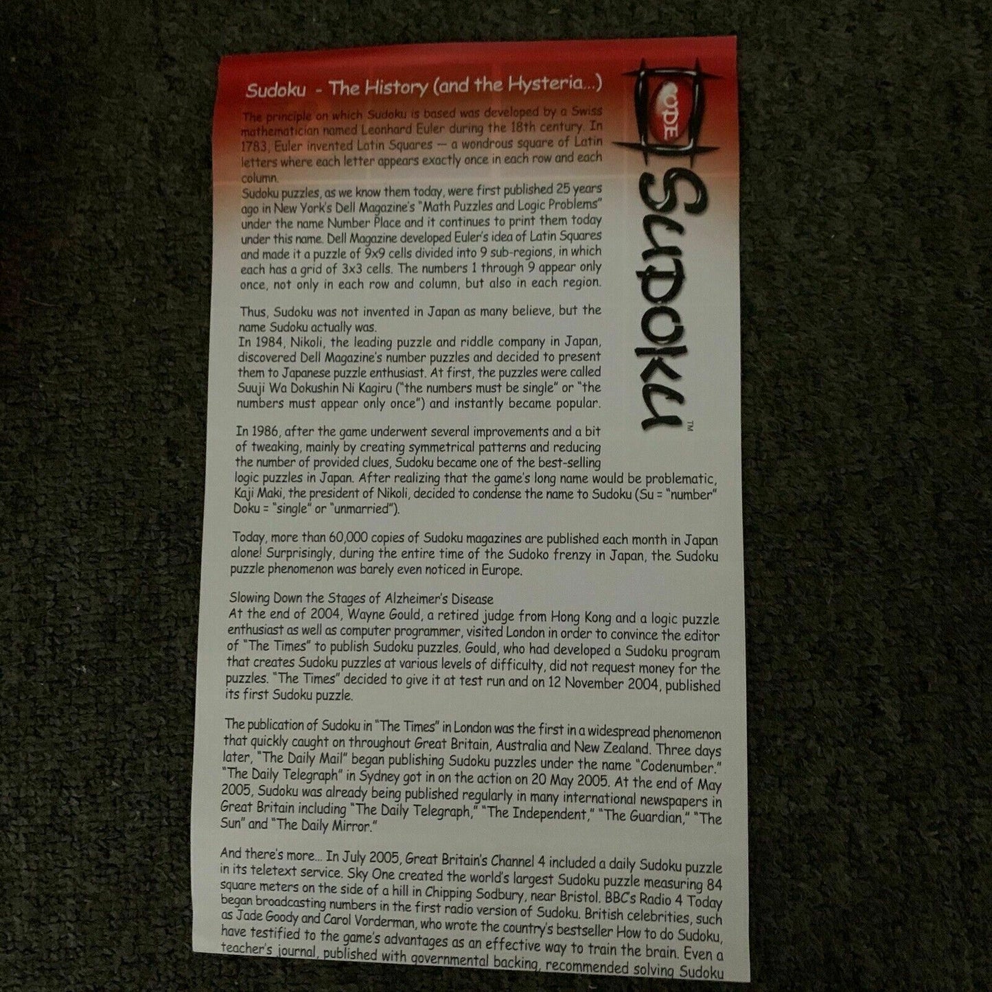 Code Sudoku - Board Game 1-4 Players Crown Andrews 2005 Complete Set