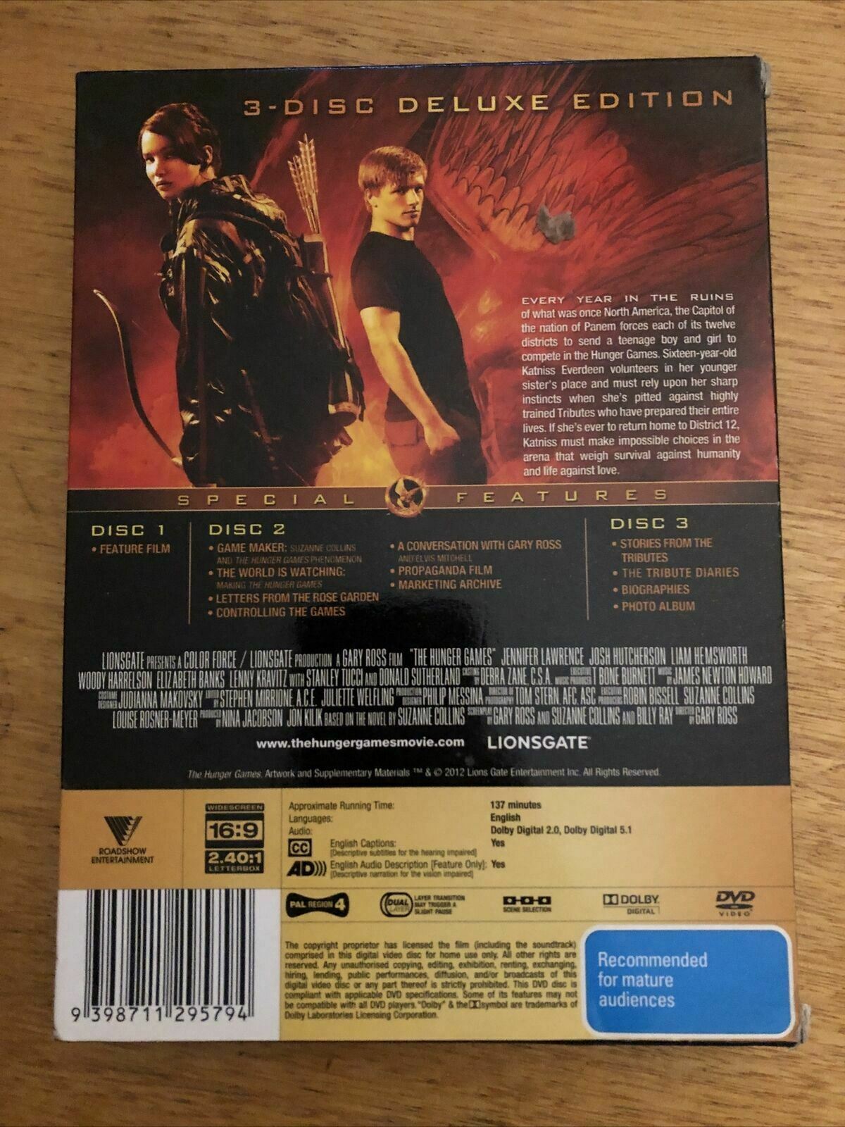 The Hunger Games - 3-Disc Deluxe Edition (DVD) Jennifer Lawrence. Region 4