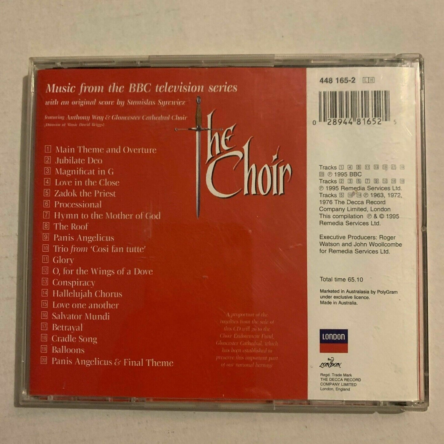 The Choir - Soundtrack Anthony Way, Gloucester Cathedral Choir BBC (CD, 1995)