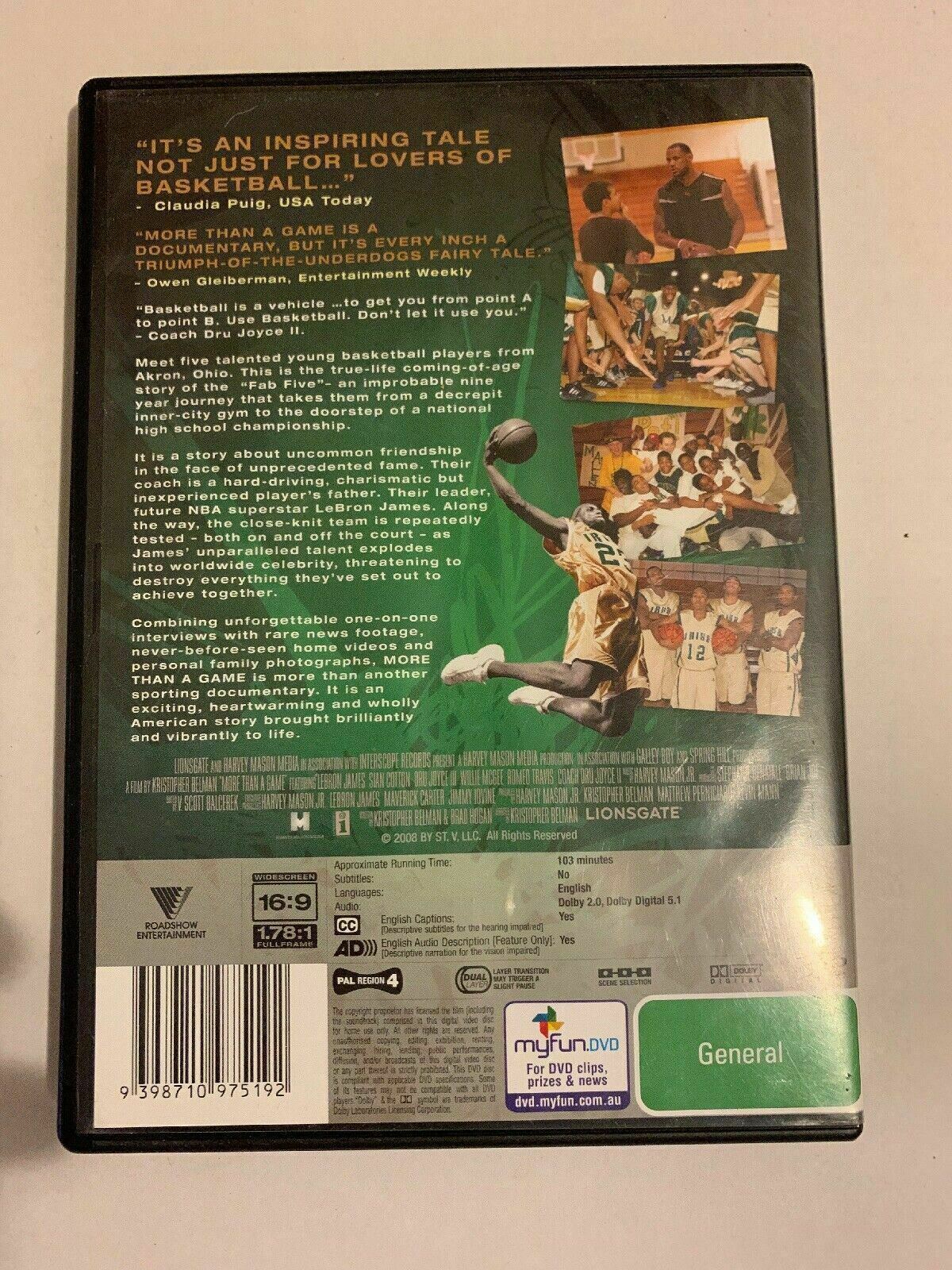 More Than A Game (DVD, 2010) Basketball Documentary - LeBron James, Akron Fab 5