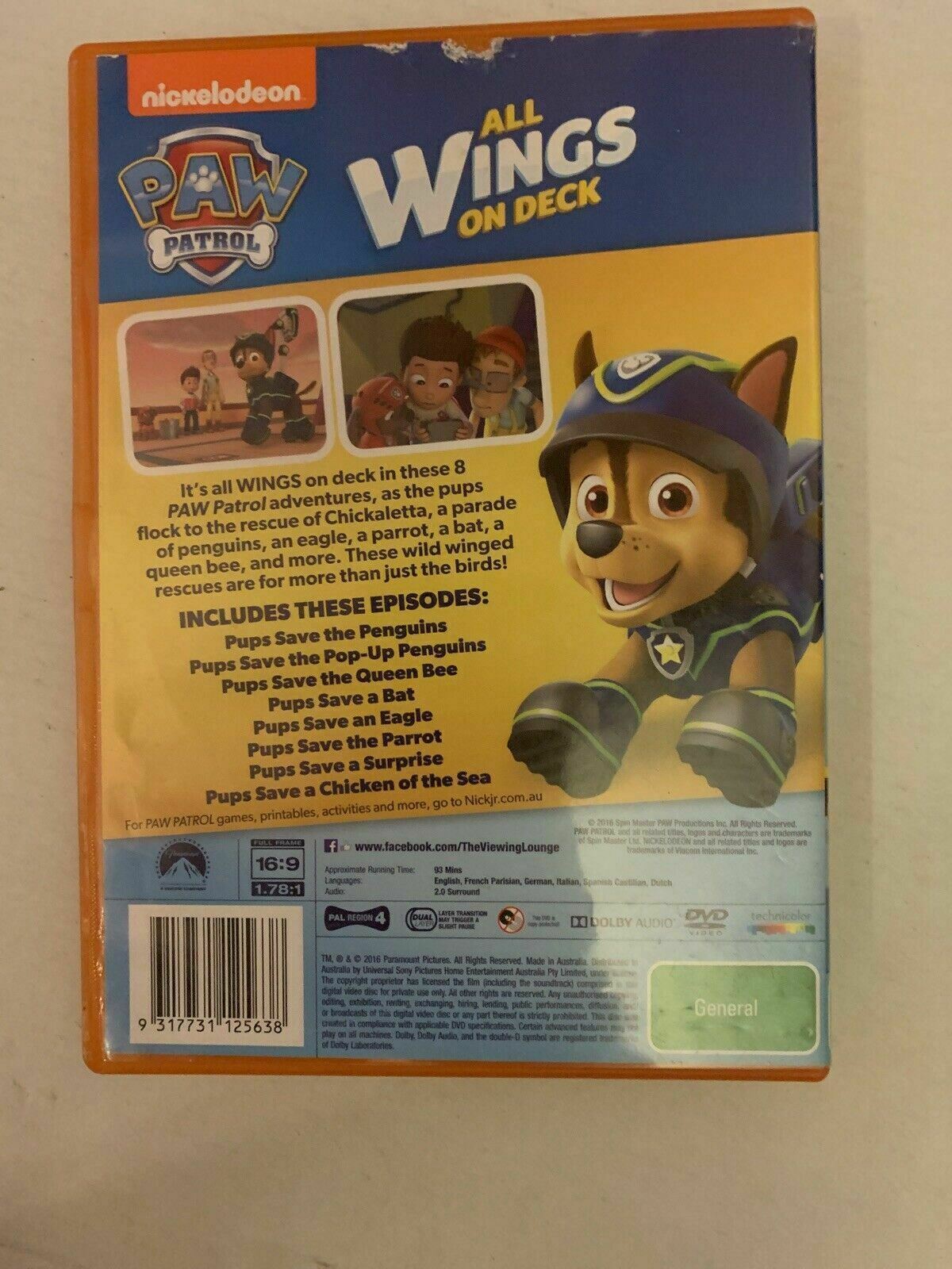 Paw Patrol - All Wings On Deck (DVD, 2016) Region 4