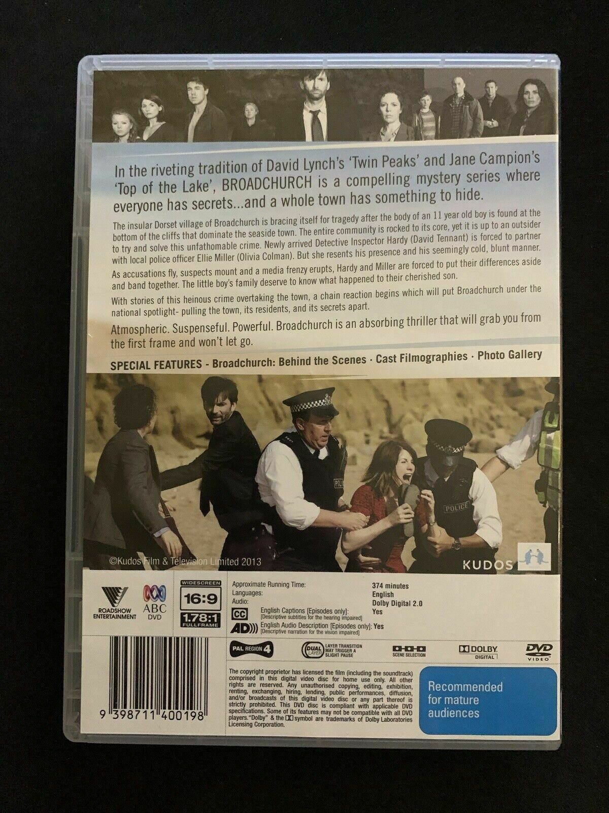 Broadchurch - Series 1 (DVD, 2013)  David Tennant, Olivia Colman. Region 4