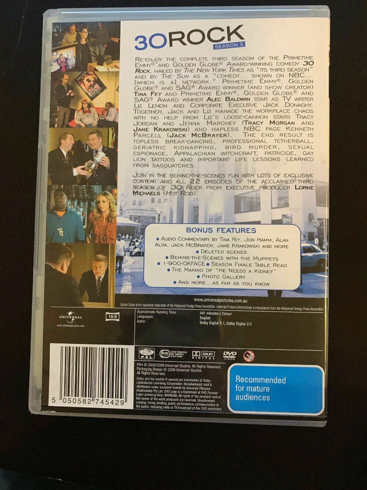 30 Rock : Season 3 (DVD, 2009, 3-Disc Set) - Region 4