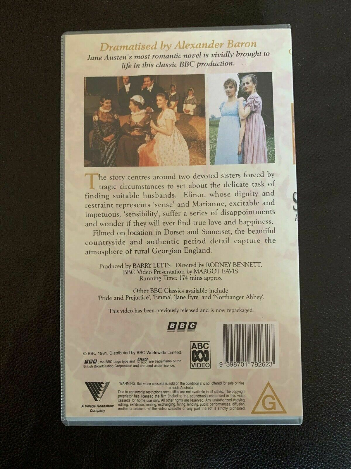 BBC Classics: Sense and Sensibility by Jane Austen (VHS, 1981) PAL Irene Richard