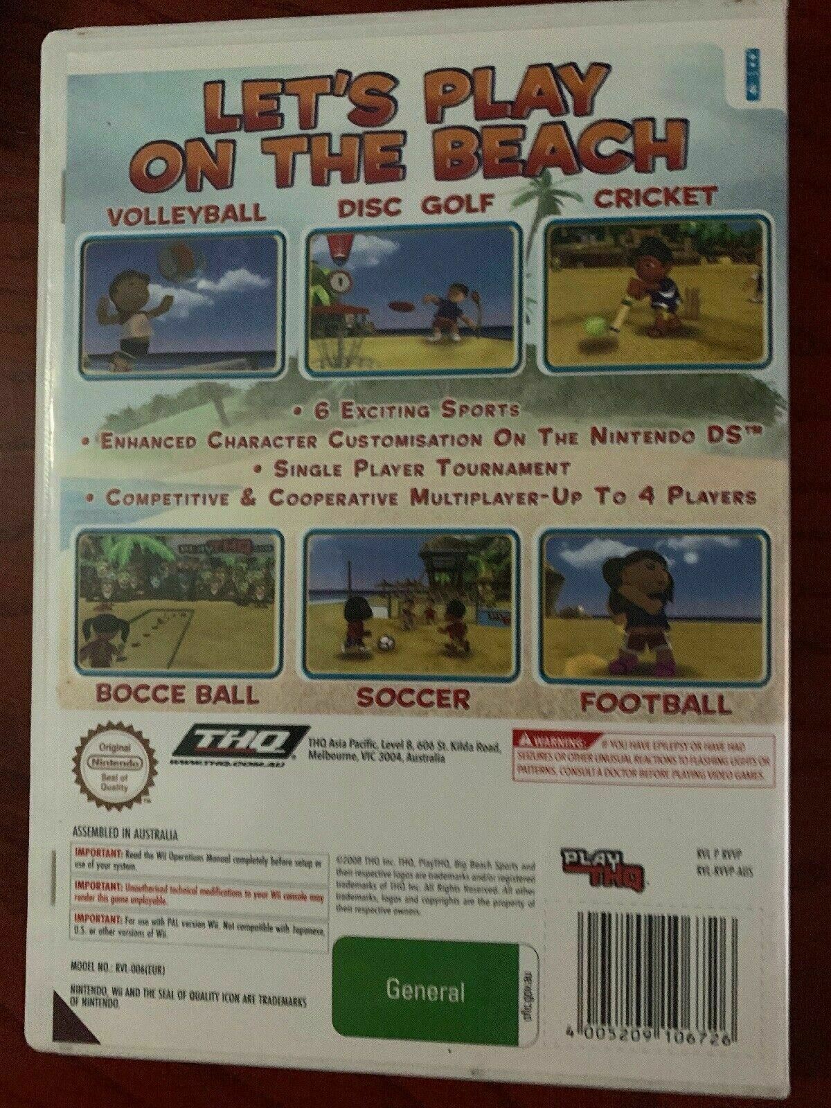 Big Beach Sports Nintendo Wii PAL Game With Manual
