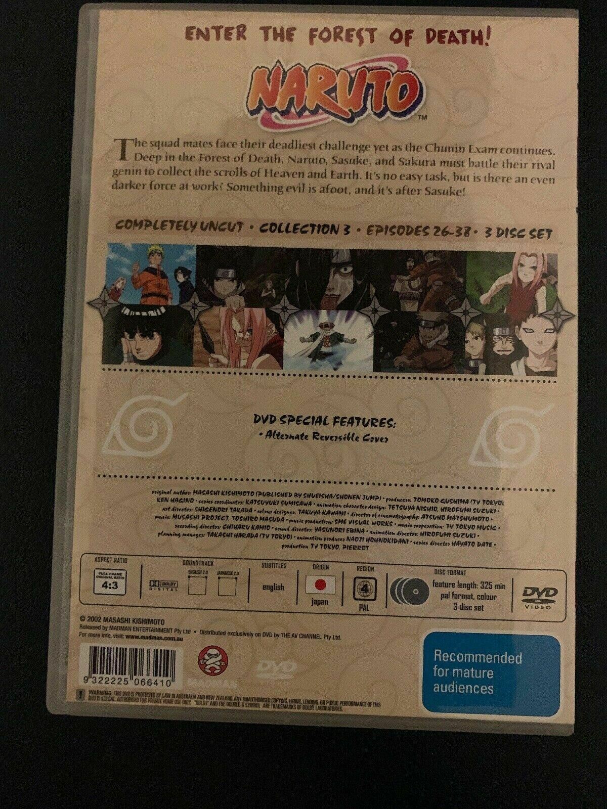 Naruto : Collection 3 (DVD, 2008, 3-Disc Set) Region 4 Anime Madman