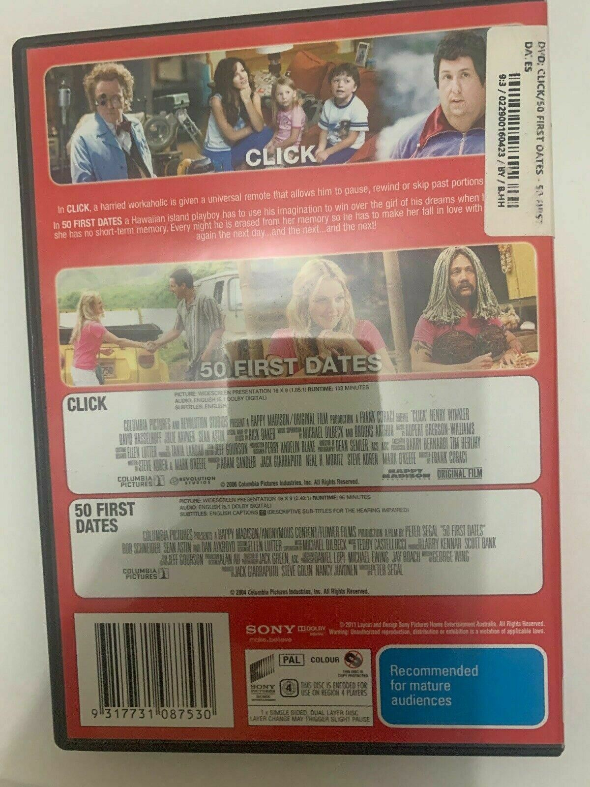50 First Dates / Click DVD Region 4