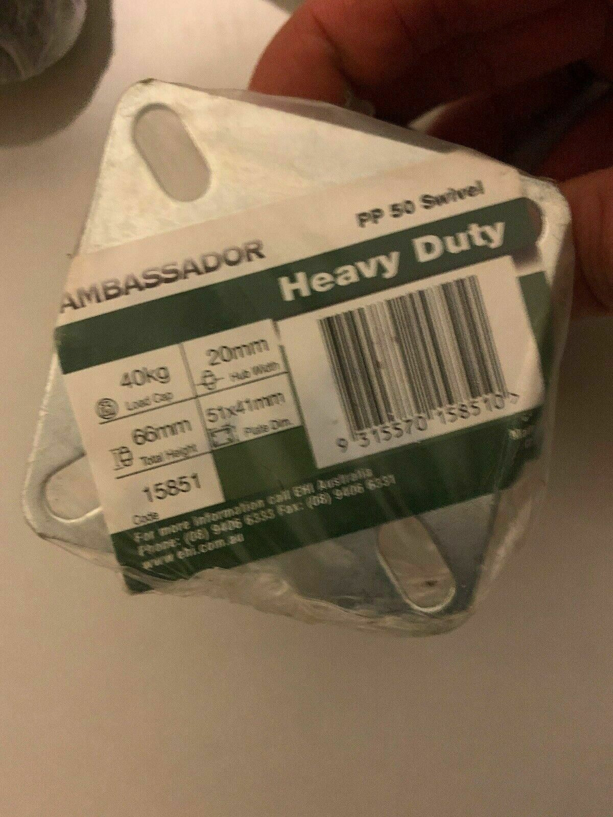 4x Ambassador Heavy Duty PP 50 Swivel CASTOR 40kg Load 20mm Hub Width 66mm