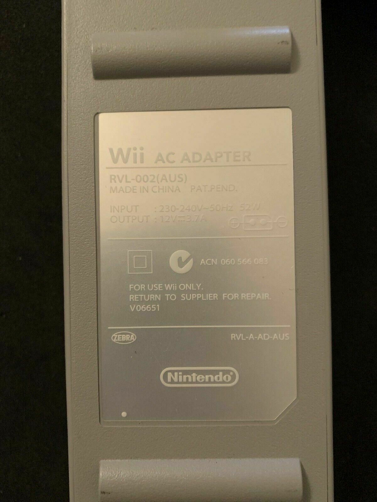 Genuine Official Nintendo Wii Power Supply AC Adapter RVL-002 (AUS) Nintendo