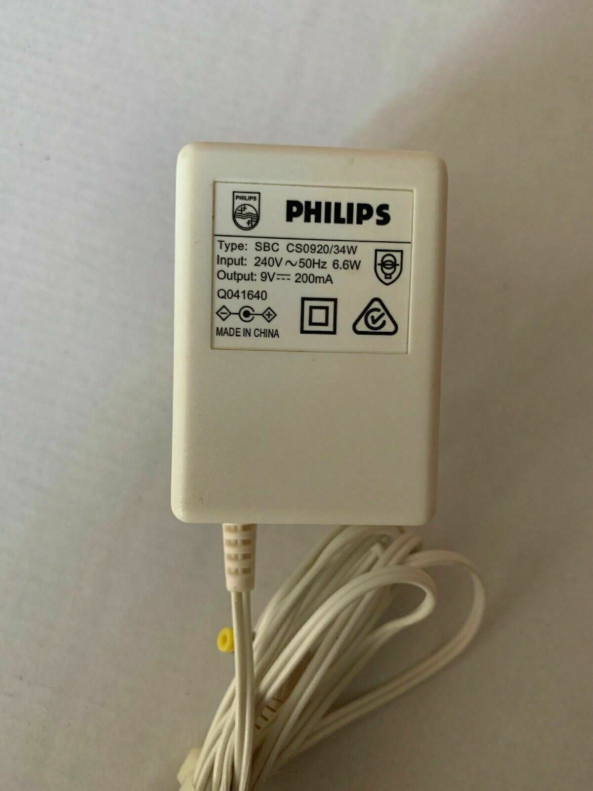 Genuine Philips SBC CS0920/34W AC Adapter 9V 200mA