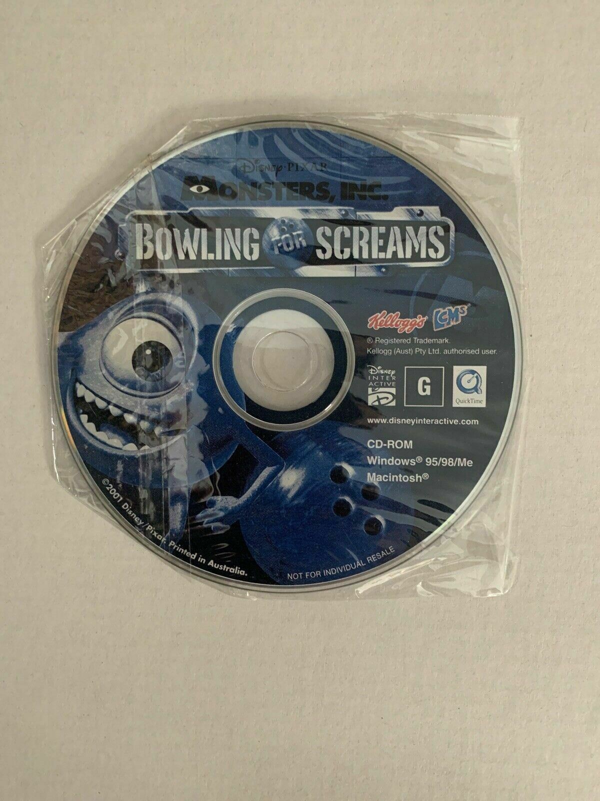 Disney Pixar Monsters, Inc. Bowling For Screams CD 2001 - Kellogg's Rare PC Game