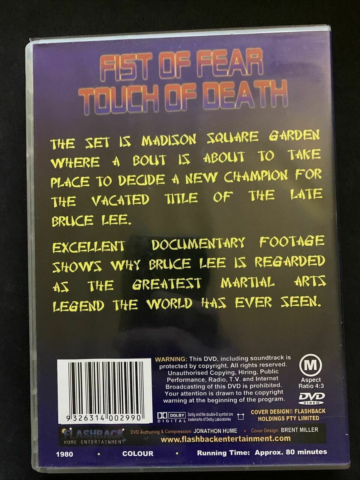 Fist Of Fear Touch Of Death - Bruce Lee (DVD, 1980) All Regions