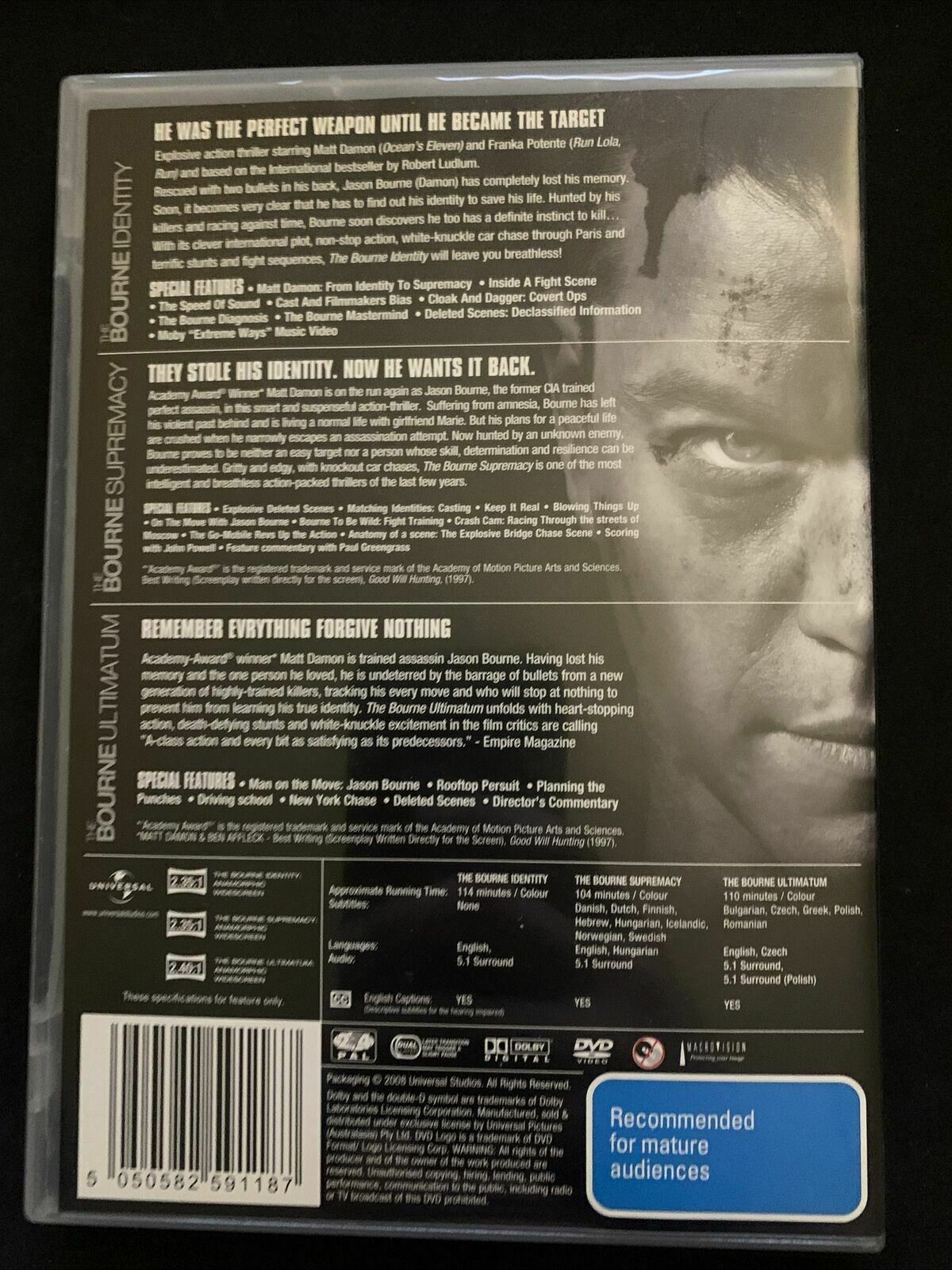 The Bourne Identity / The Bourne Supremacy / The Bourne Ultimatum  (DVD, 2008,...