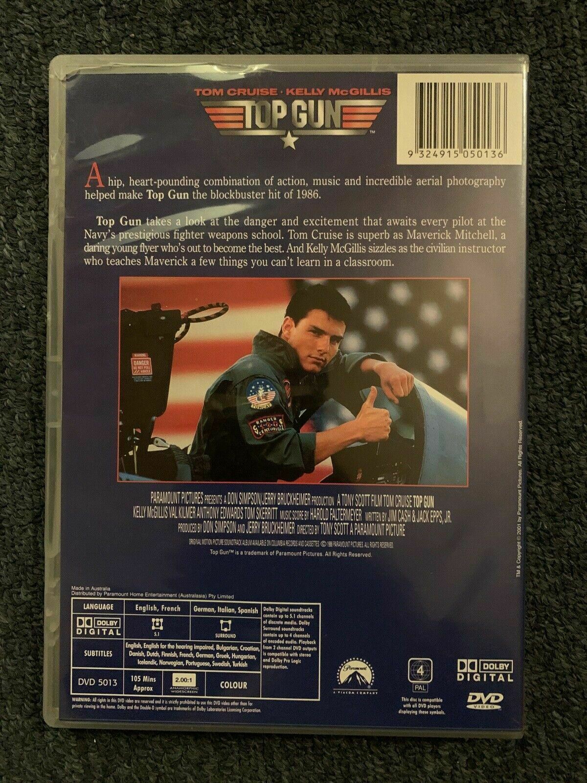 Top Gun (DVD, 1986) Tom Cruise, Tim Robbins, Kelly McGillis, Val Kilmer