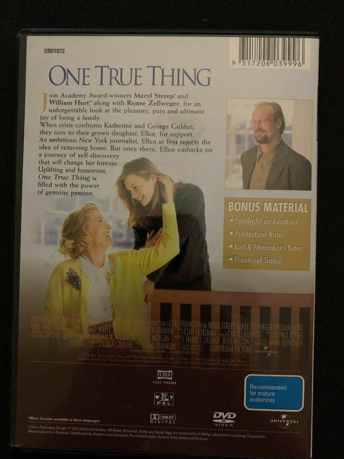 One True Thing (DVD, 2003) Meryl Streep, William Hurt