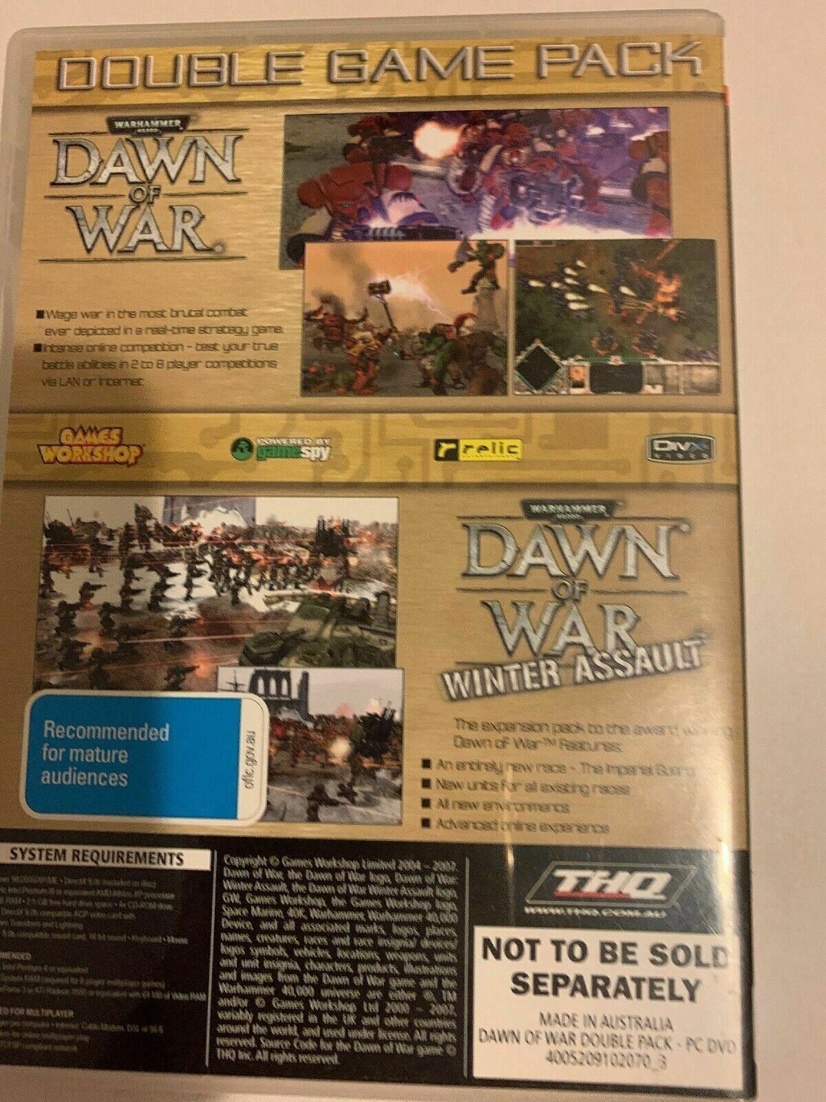 Warhammer 40,000: Dawn Of War And Winter Assault PC DVD With Manual