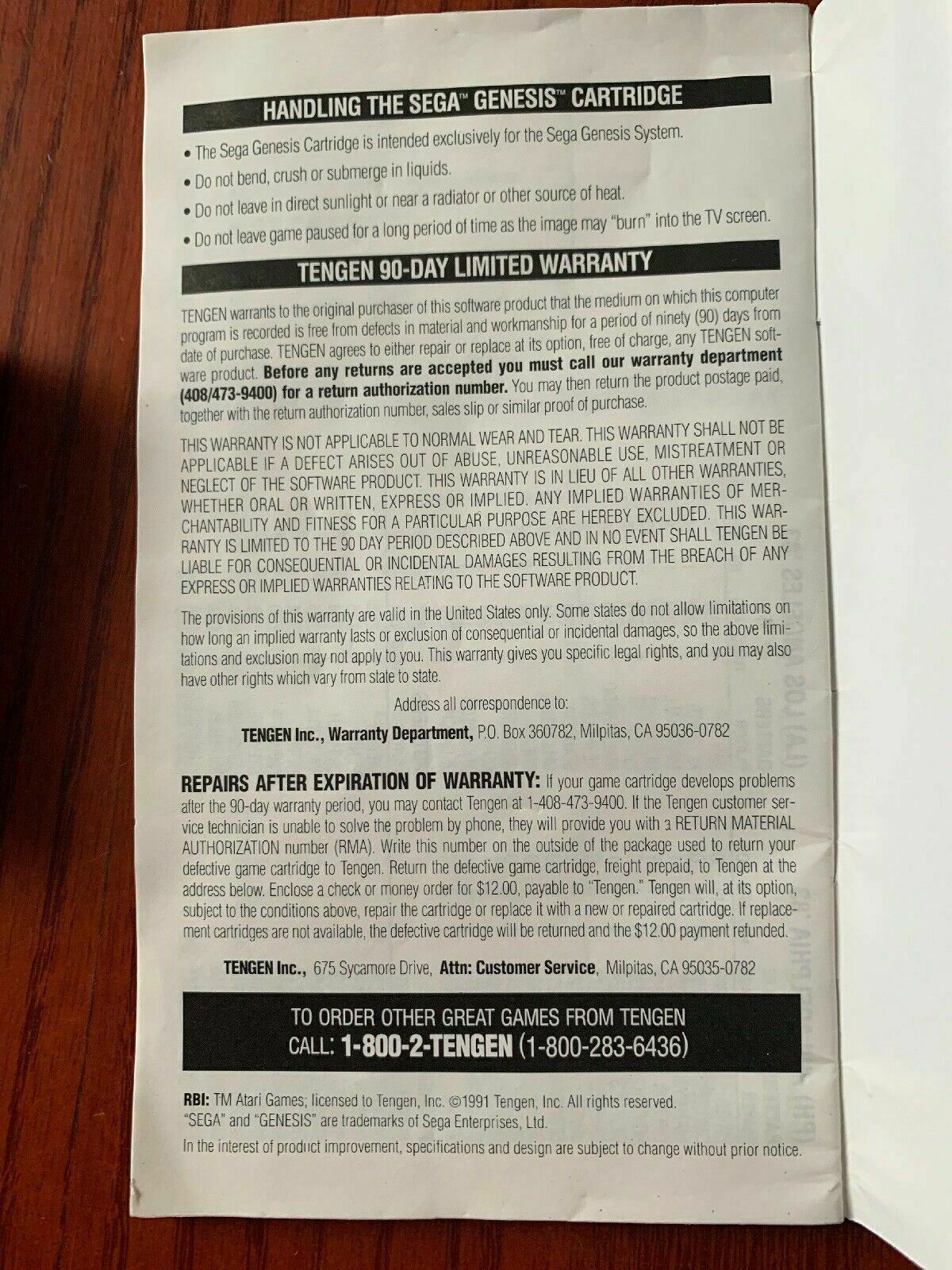 R.B.I Baseball 3 By Tengen Sega Megadrive Genesis PAL With Manual