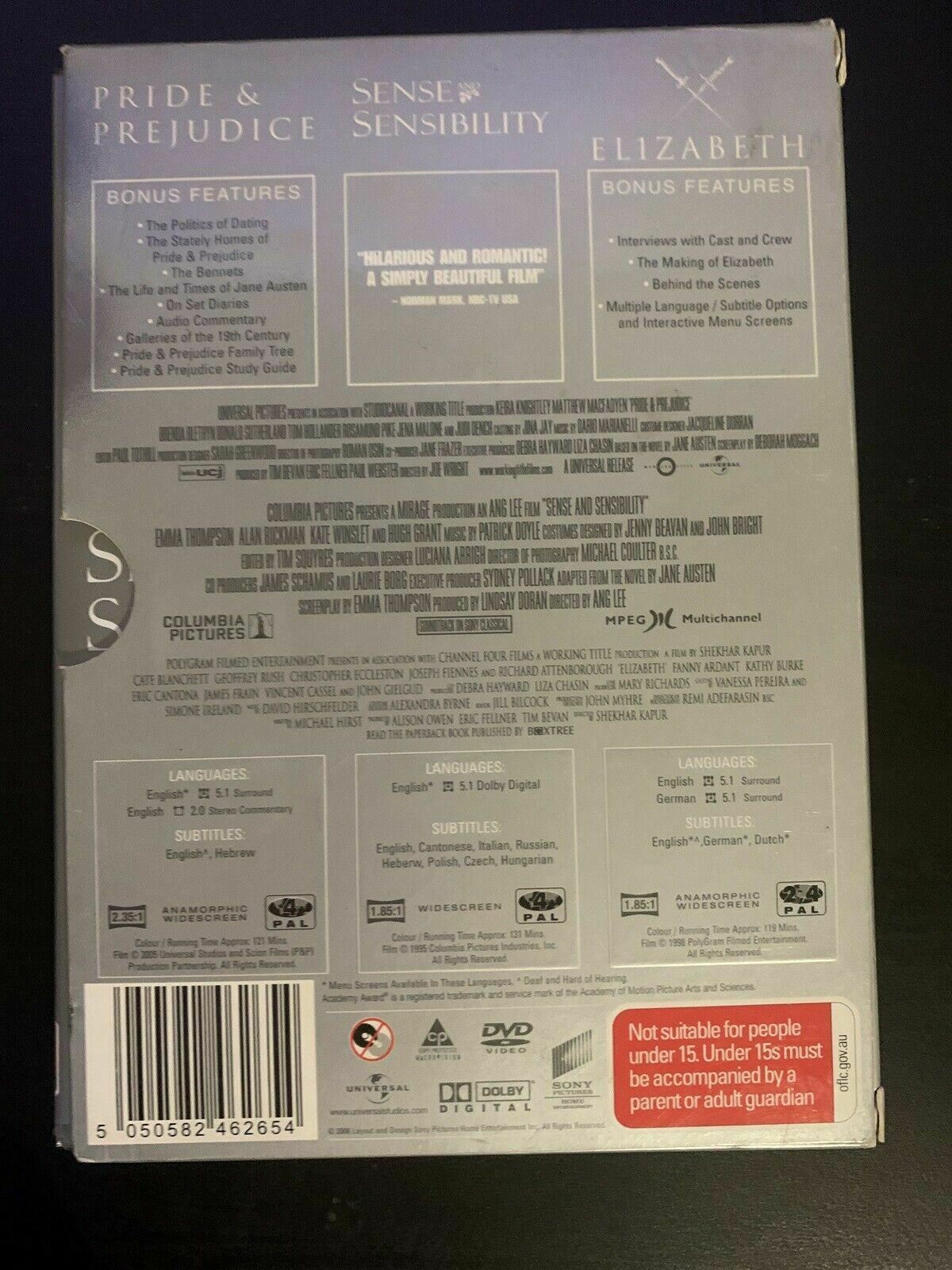 Pride And Prejudice / Sense And Sensibility / Elizabeth (DVD) Region 4