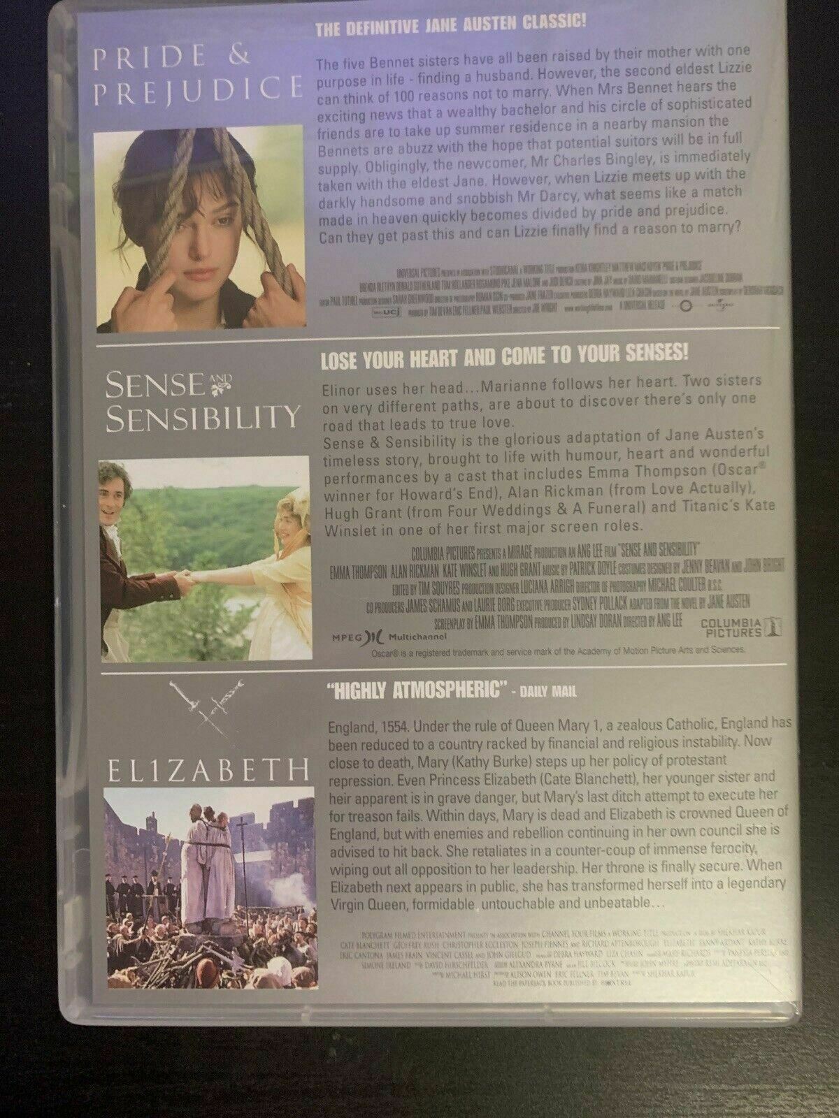 Pride And Prejudice / Sense And Sensibility / Elizabeth (DVD) Region 4