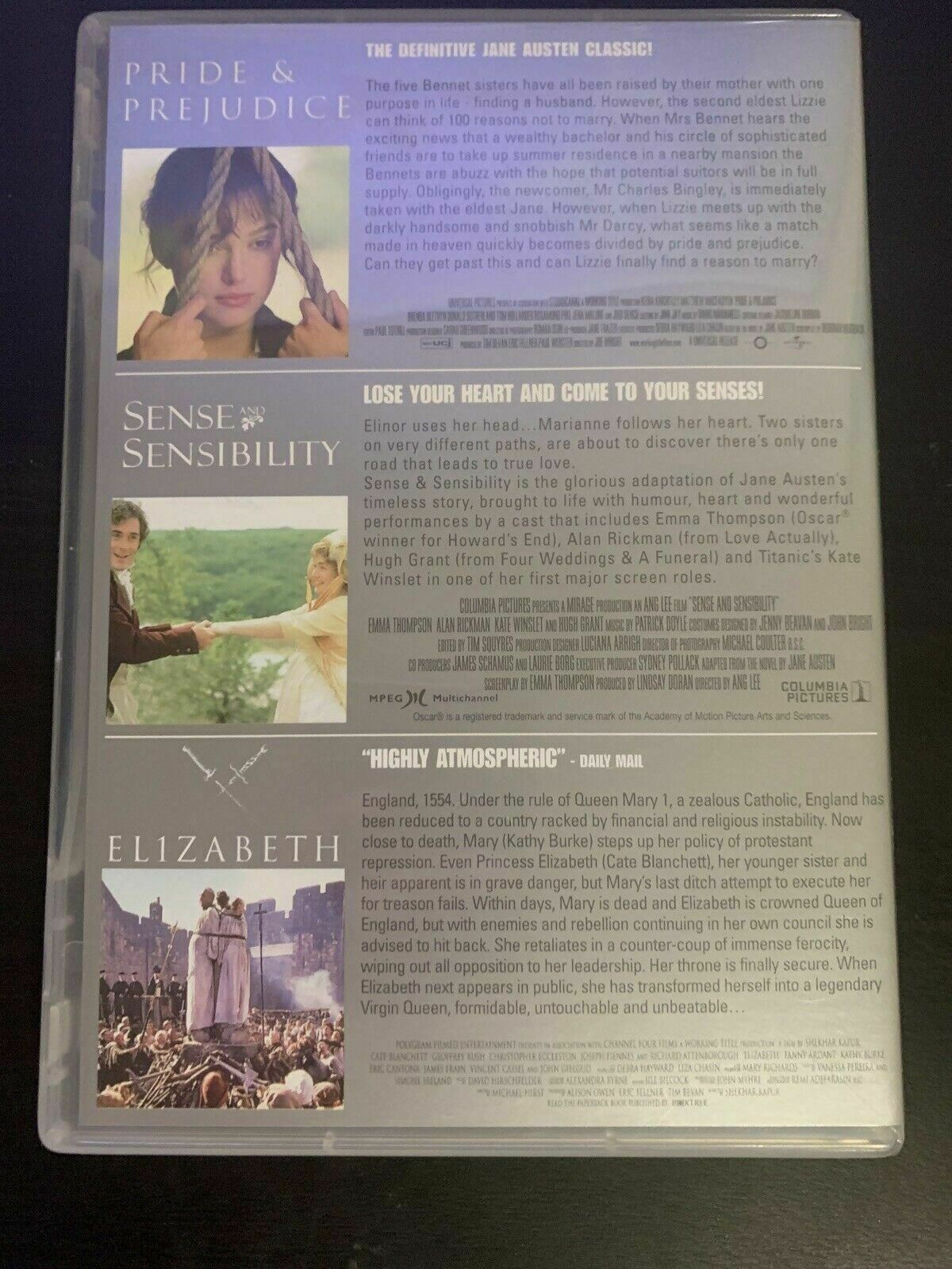 Pride And Prejudice / Sense And Sensibility / Elizabeth (DVD) Region 4