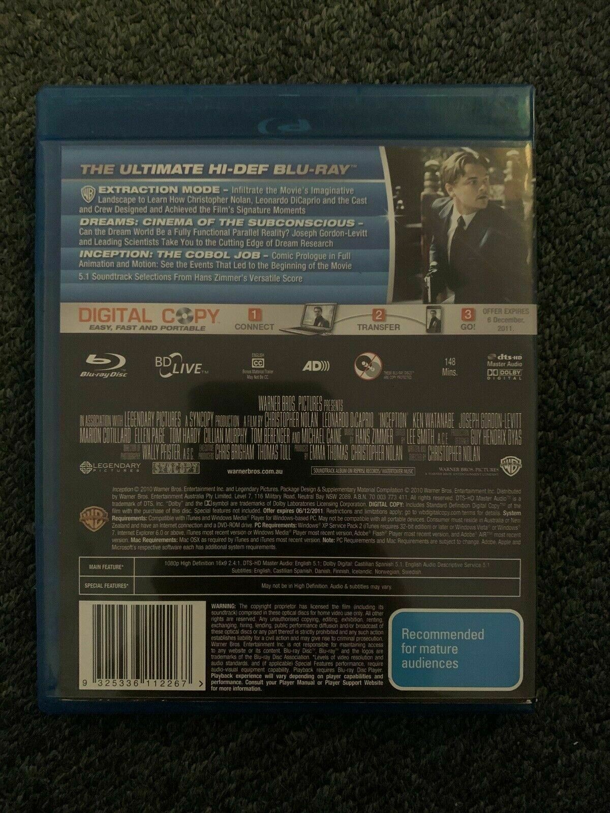 Inception (Blu-ray) 4-Disc - Leonardo DiCaprio, Joseph Gordon-Levitt, Ellen Page