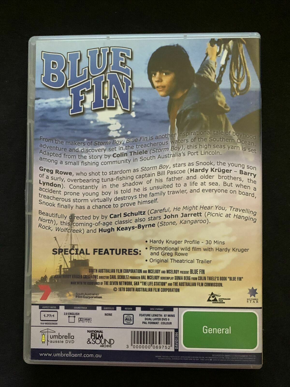 Blue Fin (DVD, 1978) Hardy Krüger, Greg Rowe, John Jarratt. Region Free
