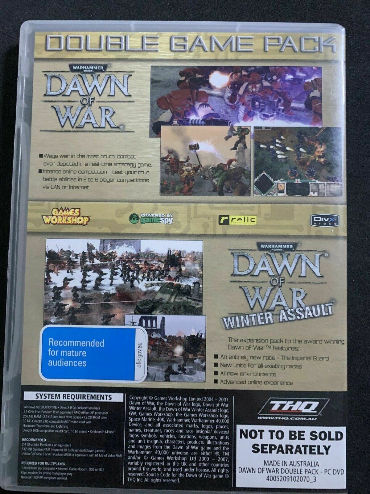 Warhammer 40000 Dawn of War + Winter Assault Double Game Pack PC RTS Game