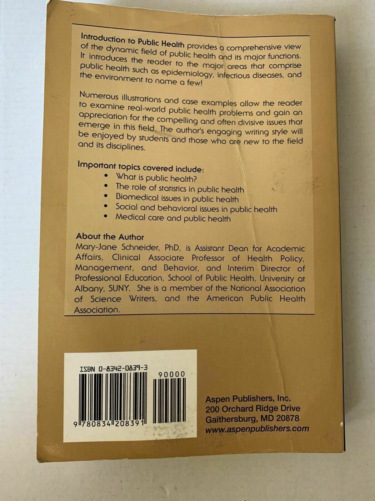 Introduction To Public Health By Mary-Jane Schneider 2000