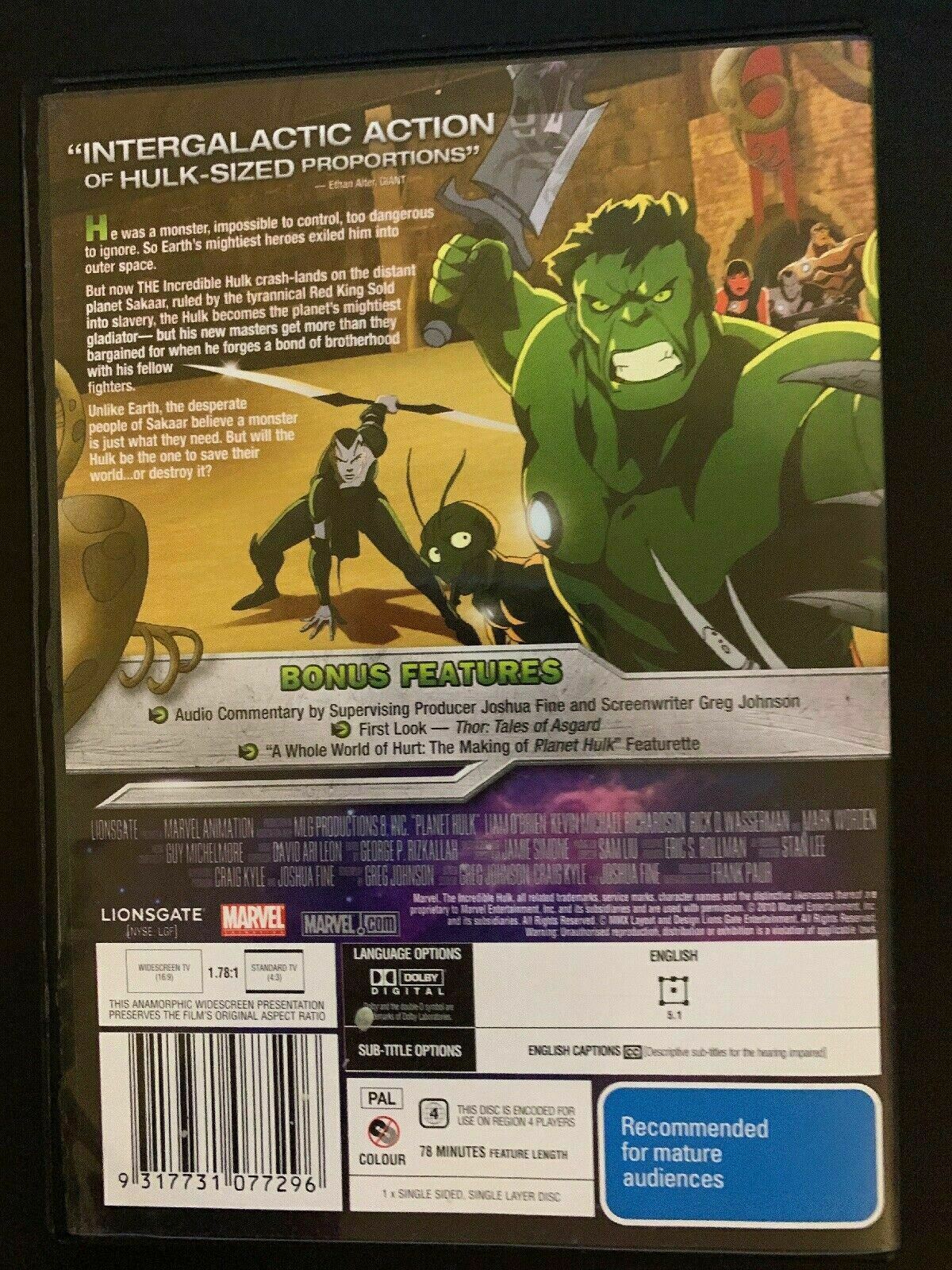 Planet Hulk (DVD, 2010) Marvel Animation Film - Region 4