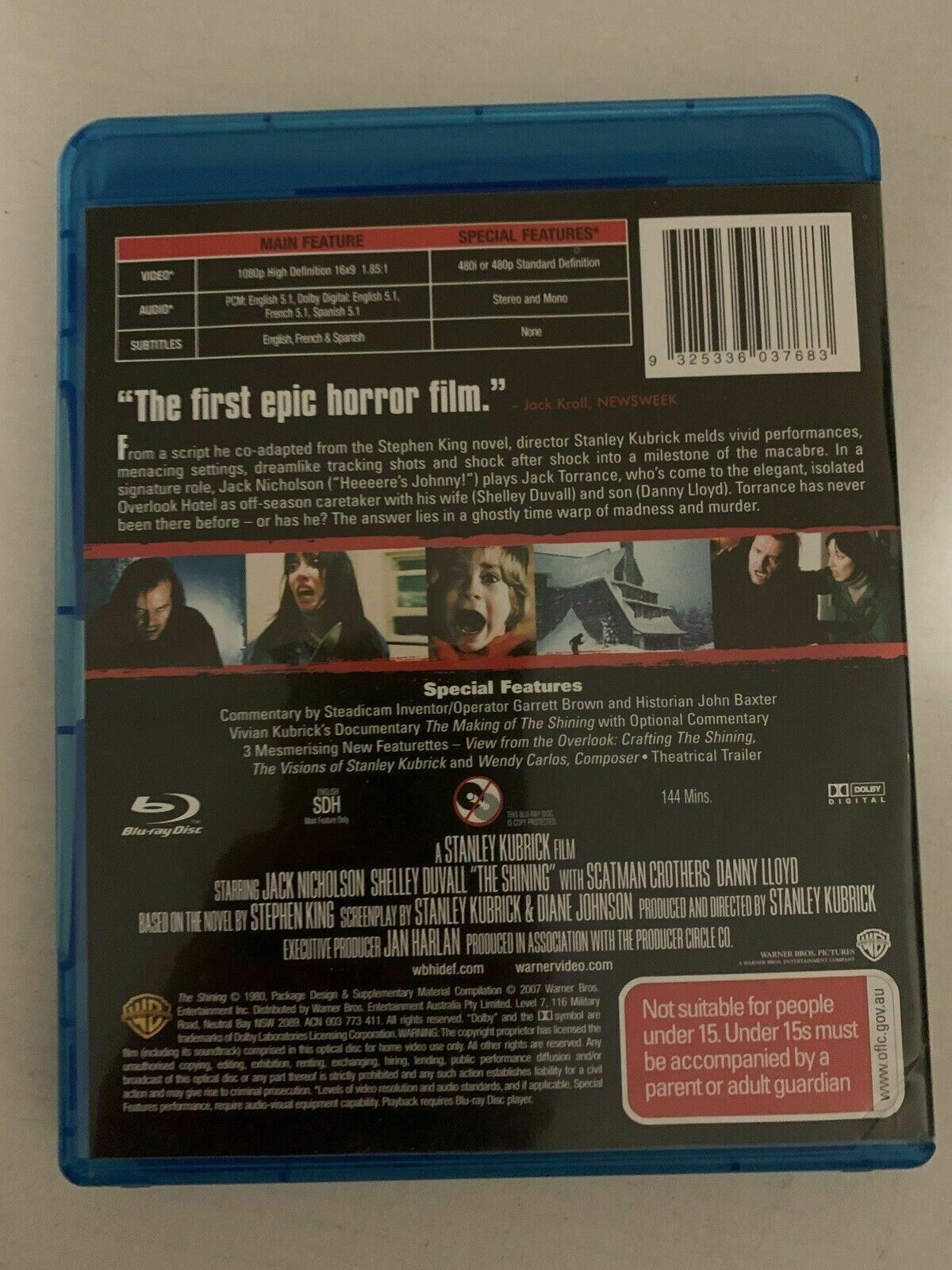 The Shining (Bluray, 1980) Stanley Kubrick, Jack Nicholson. Region B