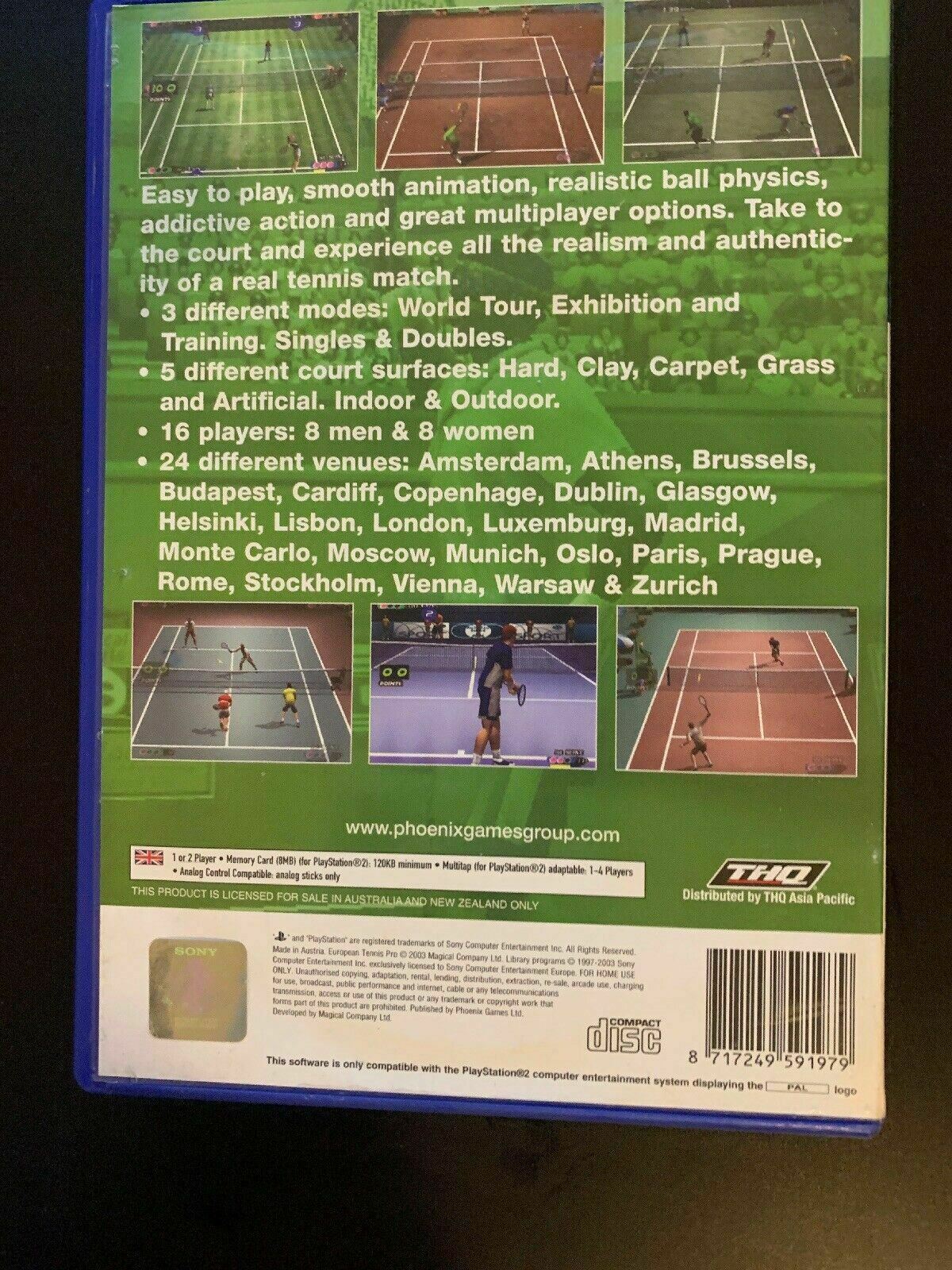 European Tennis Pro - Sony PlayStation PS2 PAL Game