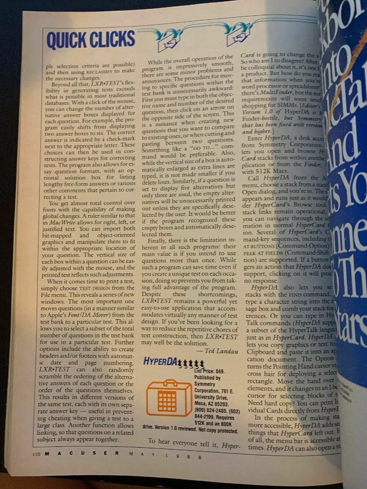 MacUser May 1988 Vintage Magazine Apple's New LaserWriter II Series