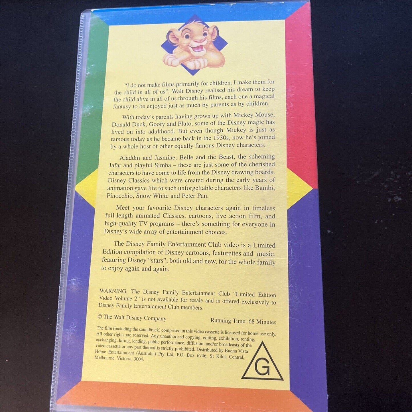 Disney Family Entertainment Club - Limited Edition Video Vol 2 VHS PAL